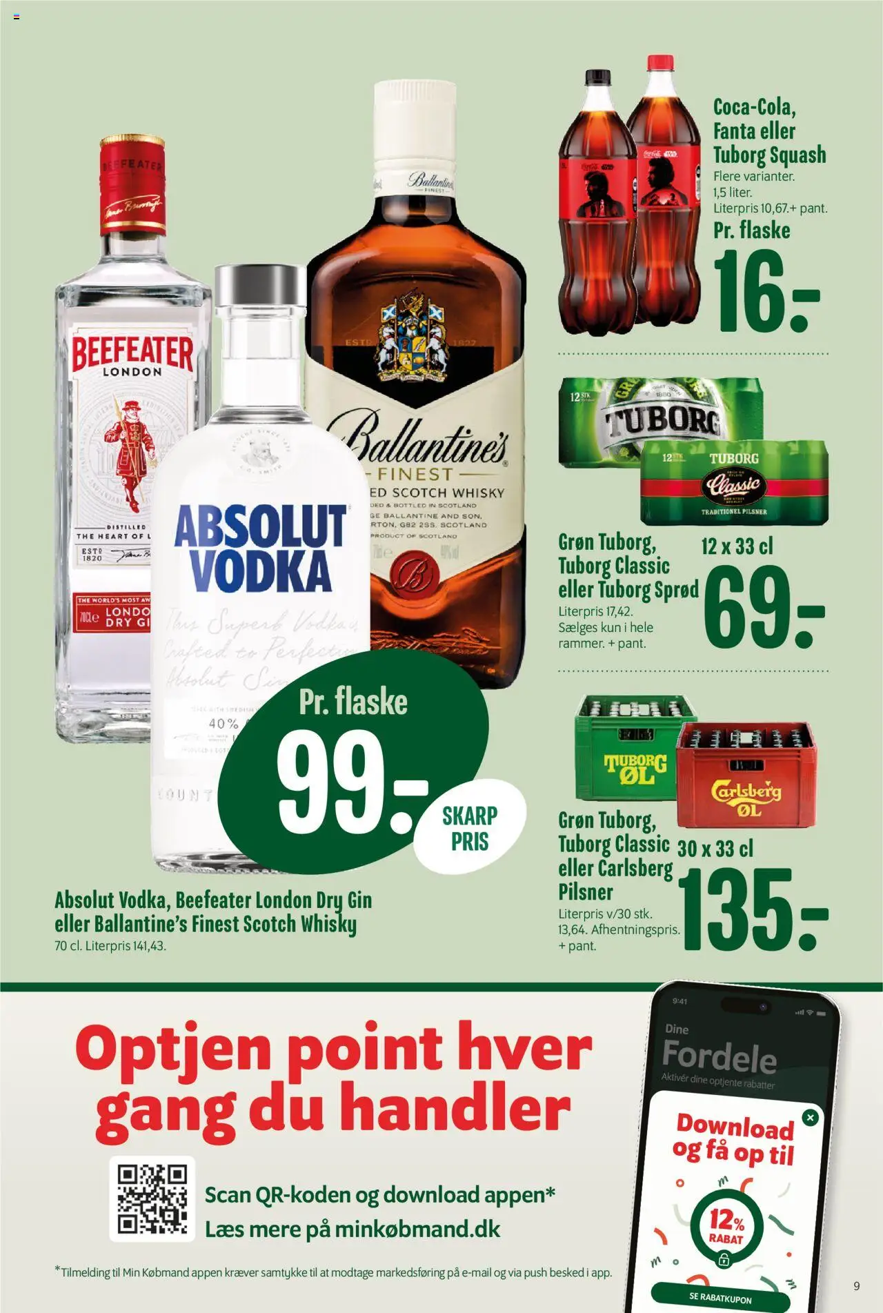 Min Købmand tilbudsavis – gyldig fra 12.09.2025 | Side: 9 | Produkter: Gin, Vodka, Squash, Tuborg Squash