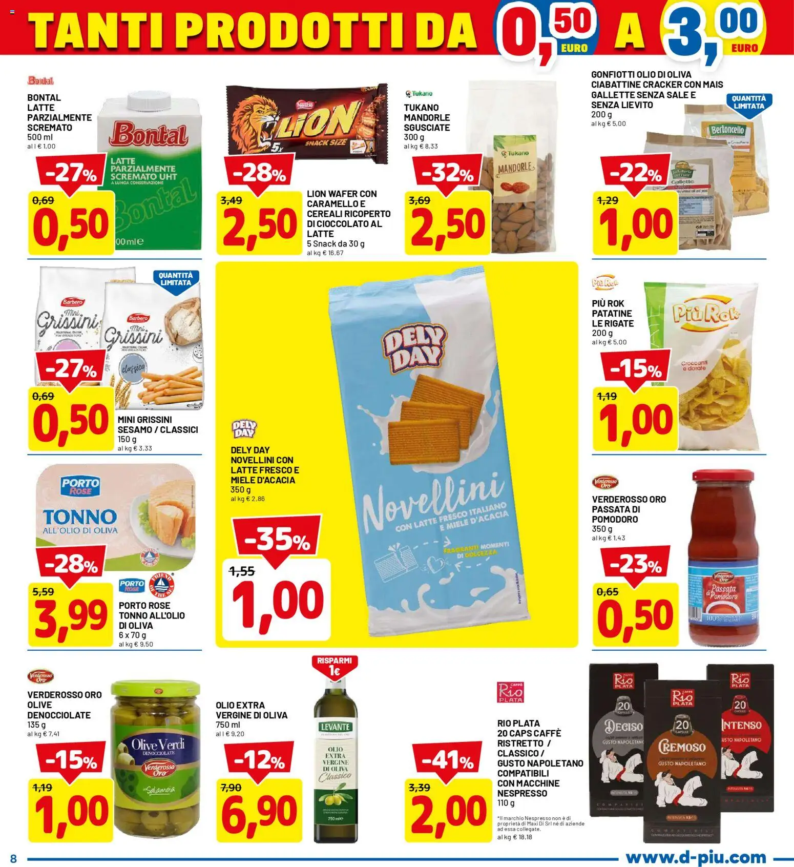 Volantino D Più del 12.01.2026 | Pagina: 8 | Prodotti: Gallette, Passata di pomodoro, Mais, Grissini