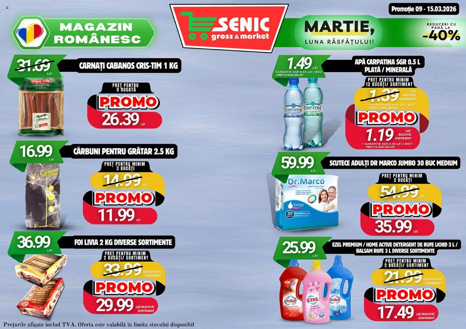 Noul catalog Senic – valabil de la 09.03.2026 | Pagină: 3 | Produse: Grătar, Balsam, Scutece, Apă