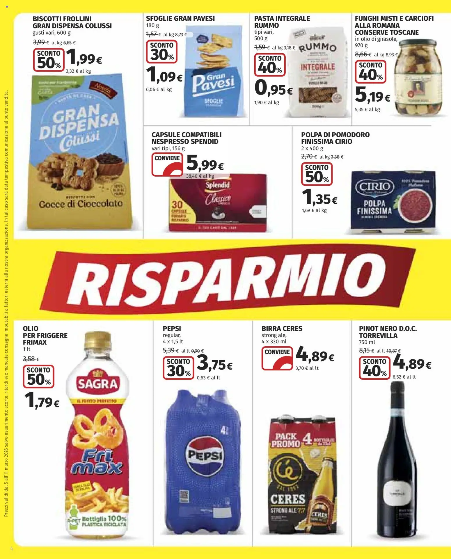 Volantino COOP del 05.03.2026 | Pagina: 4 | Prodotti: Biscotti, Pasta, Carciofi, Ceres