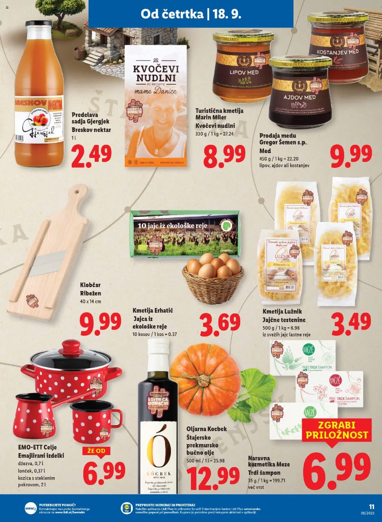 Novi Lidl katalog ponudbe – veljaven od 18.09.2025 | Stran: 15 | Izdelki: Bučno olje, Jajca, Olje, Testenine
