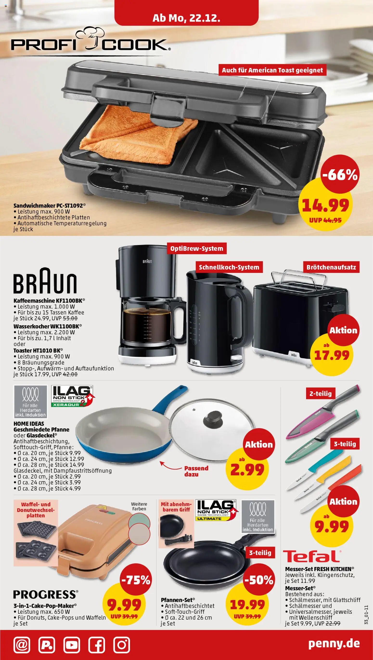 Penny Prospekt 	 – gültig ab 22.12.2025 | Seite: 37 | Produkte: Wasserkocher, Sandwichmaker, Toast, Waffeln