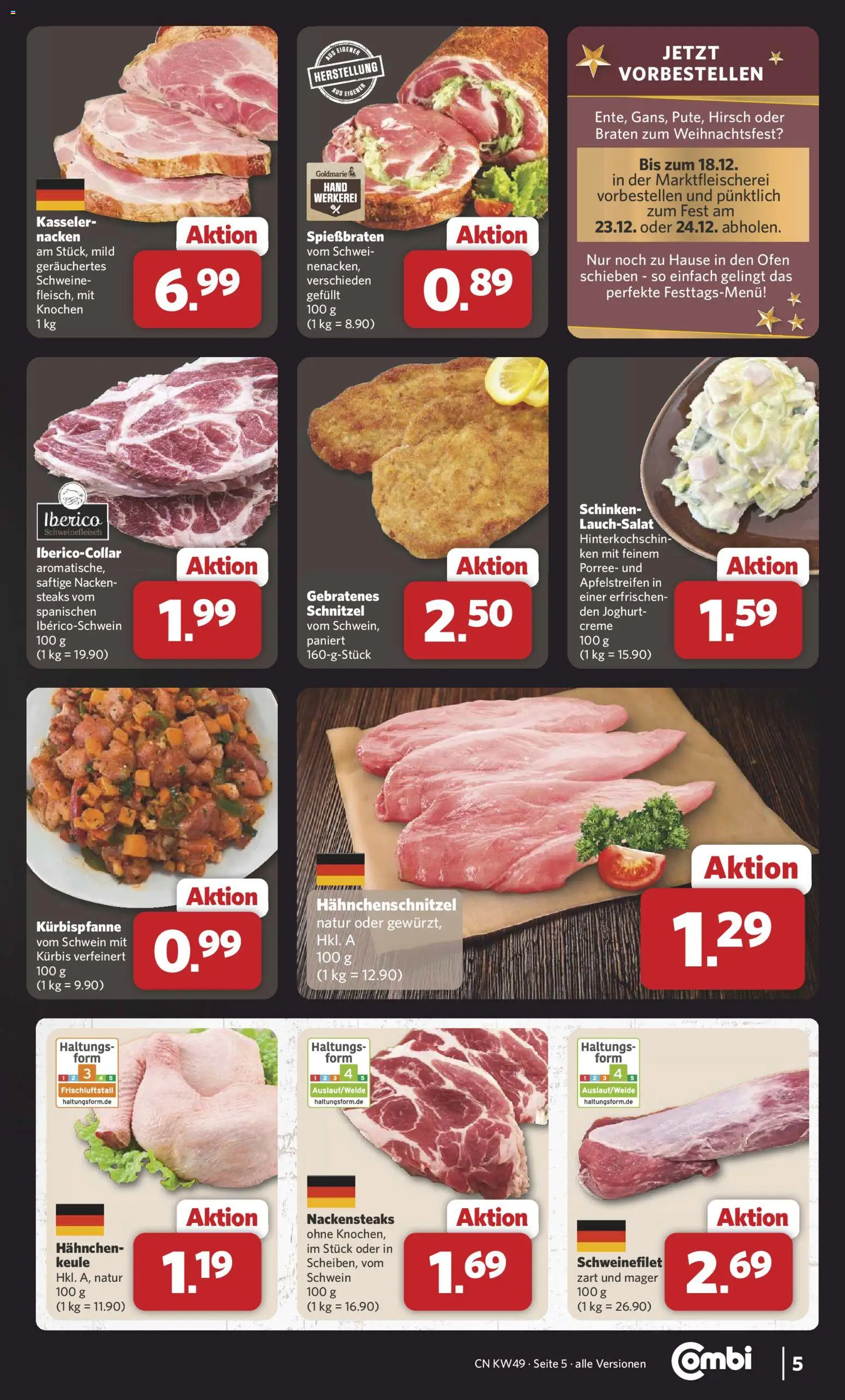 Combi Prospekt 	 – gültig ab 01.12.2025 | Seite: 5 | Produkte: Nackensteaks, Joghurt, Schnitzel, Kürbis