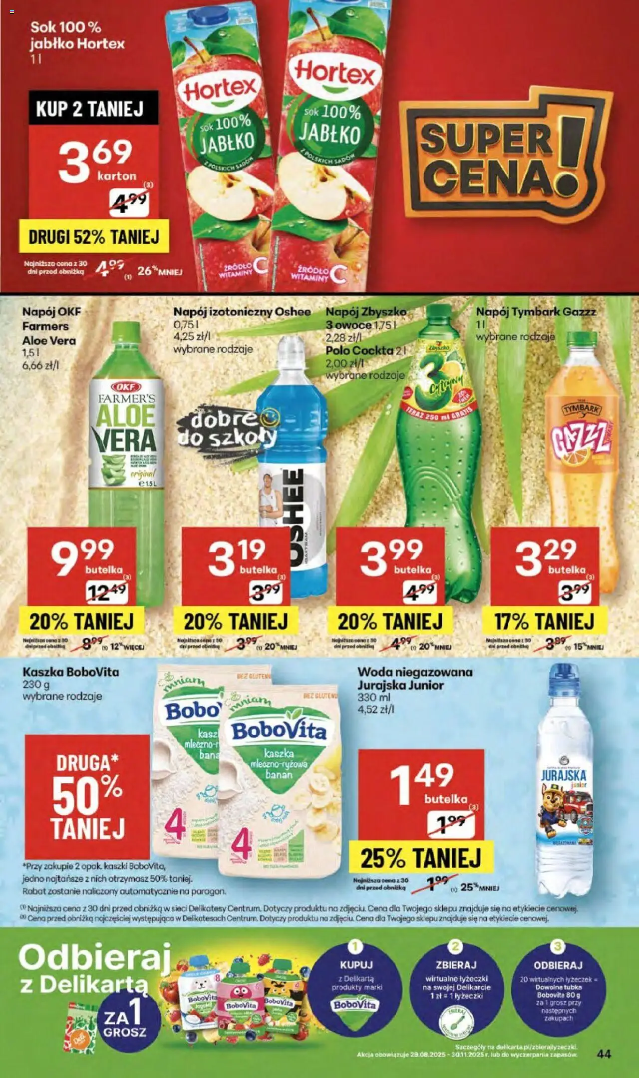 Delikatesy Centrum Gazetka od 11.09.2025 | Strona: 44 | Produkty: Delikatesy, Sok, Banan, Woda