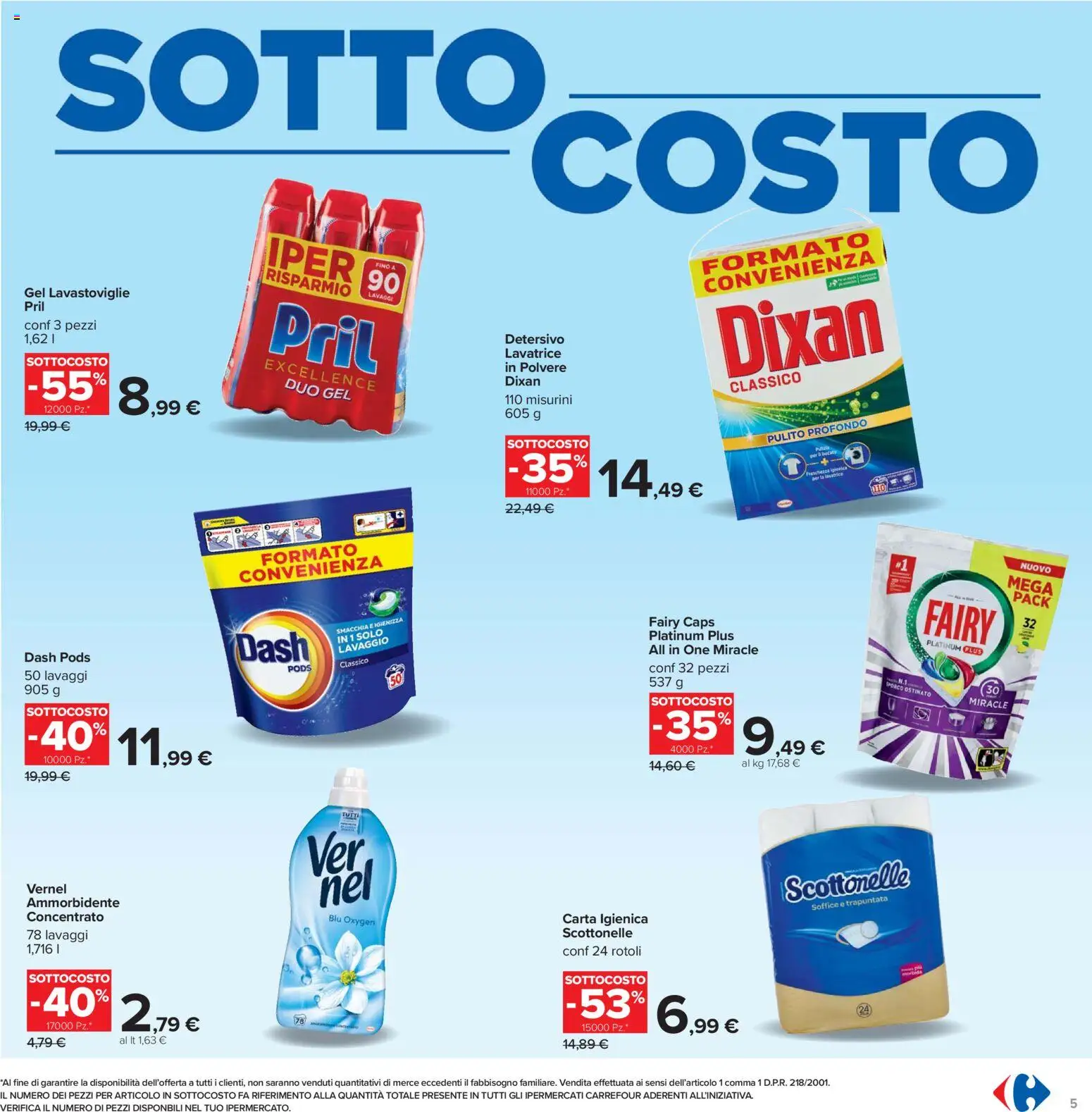 Volantino Carrefour del 07.11.2025 | Pagina: 5 | Prodotti: Carta igienica, Ammorbidente, Lavatrice, Lavastoviglie