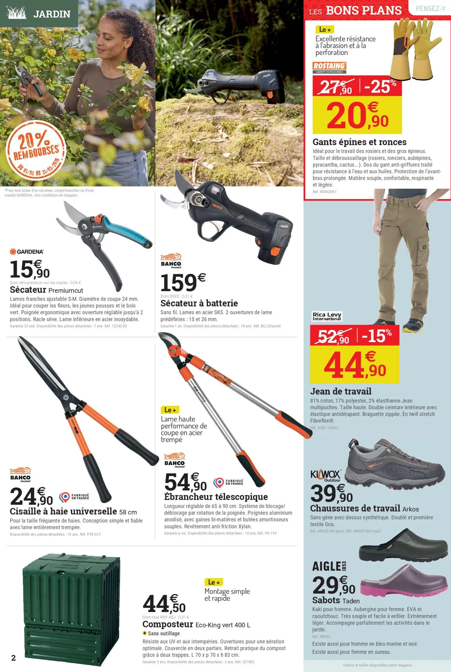 {H1} | Page: 2 | Produits: Cisaille à haie, Kaki, Sécateur, Batterie