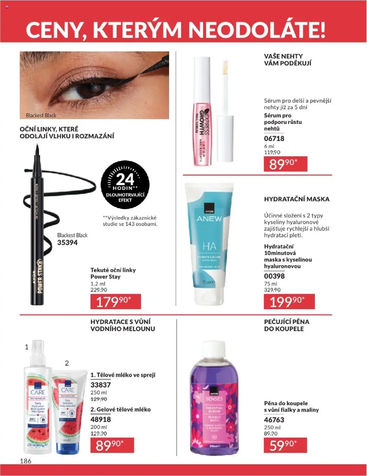 Avon katalog 8/2025 od 01.08.2025 | Strana: 186 | Produkty: Tělové mléko, Hydratační maska, Nehty, Body