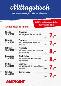 Markant  Mittagstisch gültig ab dem 28.07.2025