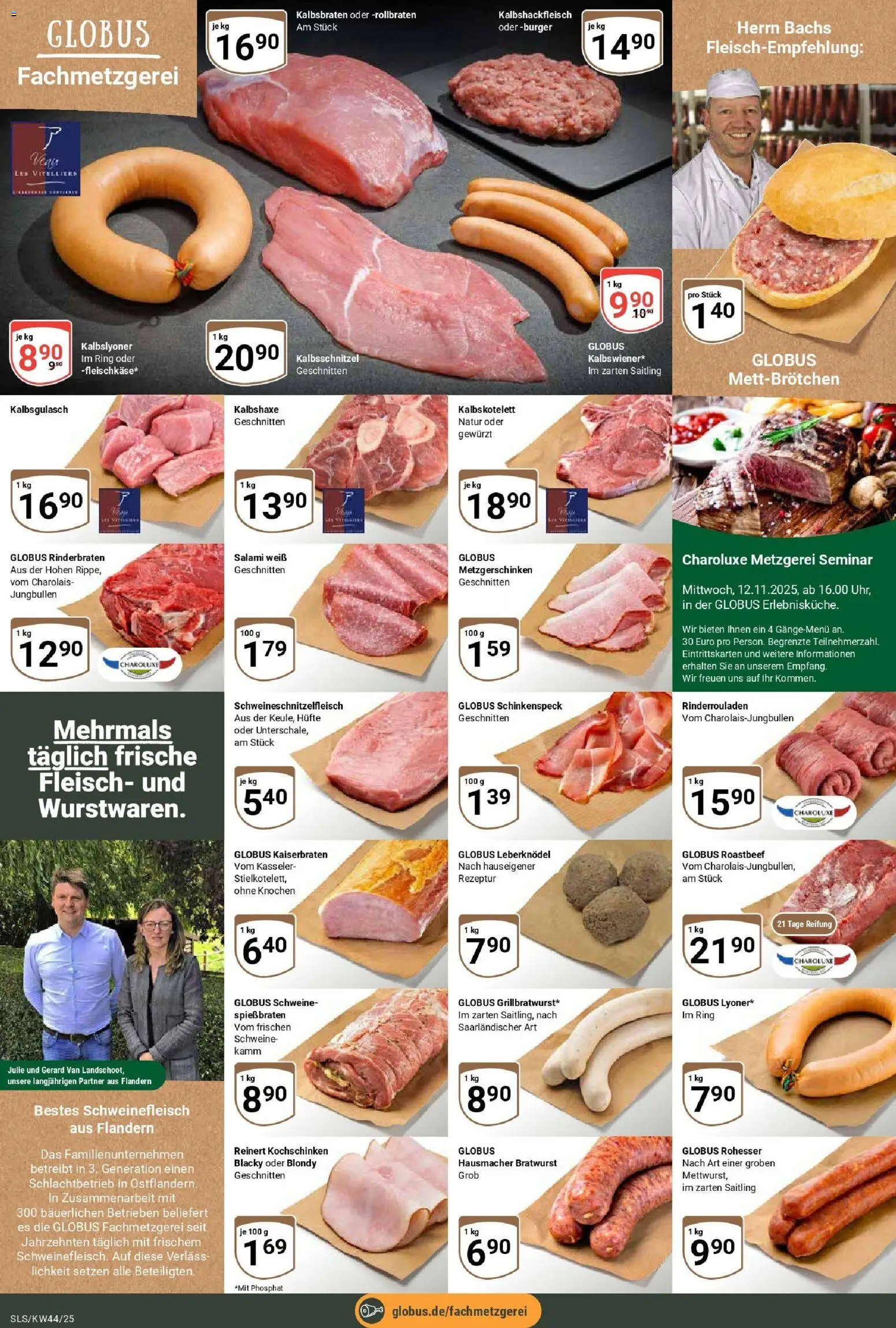 Globus prospekt Saarlouis	 – gültig ab 26.10.2025 | Seite: 8 | Produkte: Rinderrouladen, Rinderbraten, Schweinefleisch, Fleisch