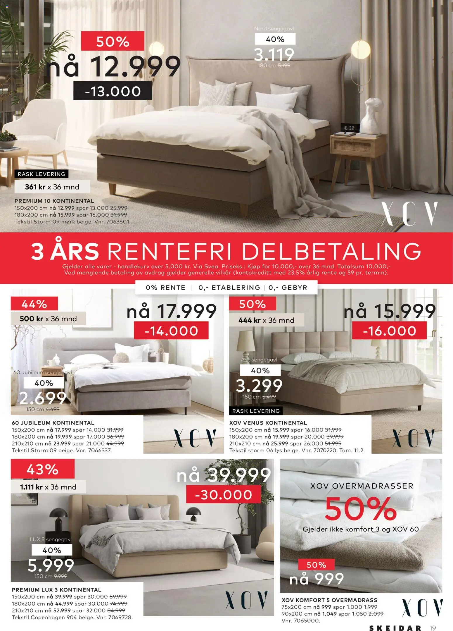 {H1} | Side: 19 | Produkter: Overmadrass, Lys, Sengegavl