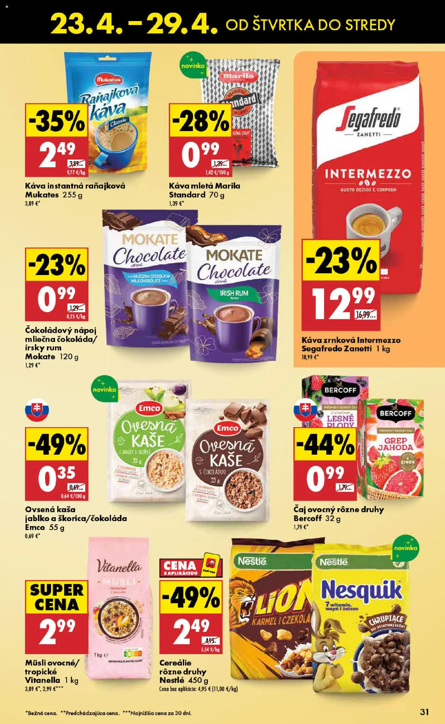 Nové Biedronka akcie – leták je platný od 23.04.2026 | Strana: 31 | Produkty: Káva, Cereálie, Grep, Rum