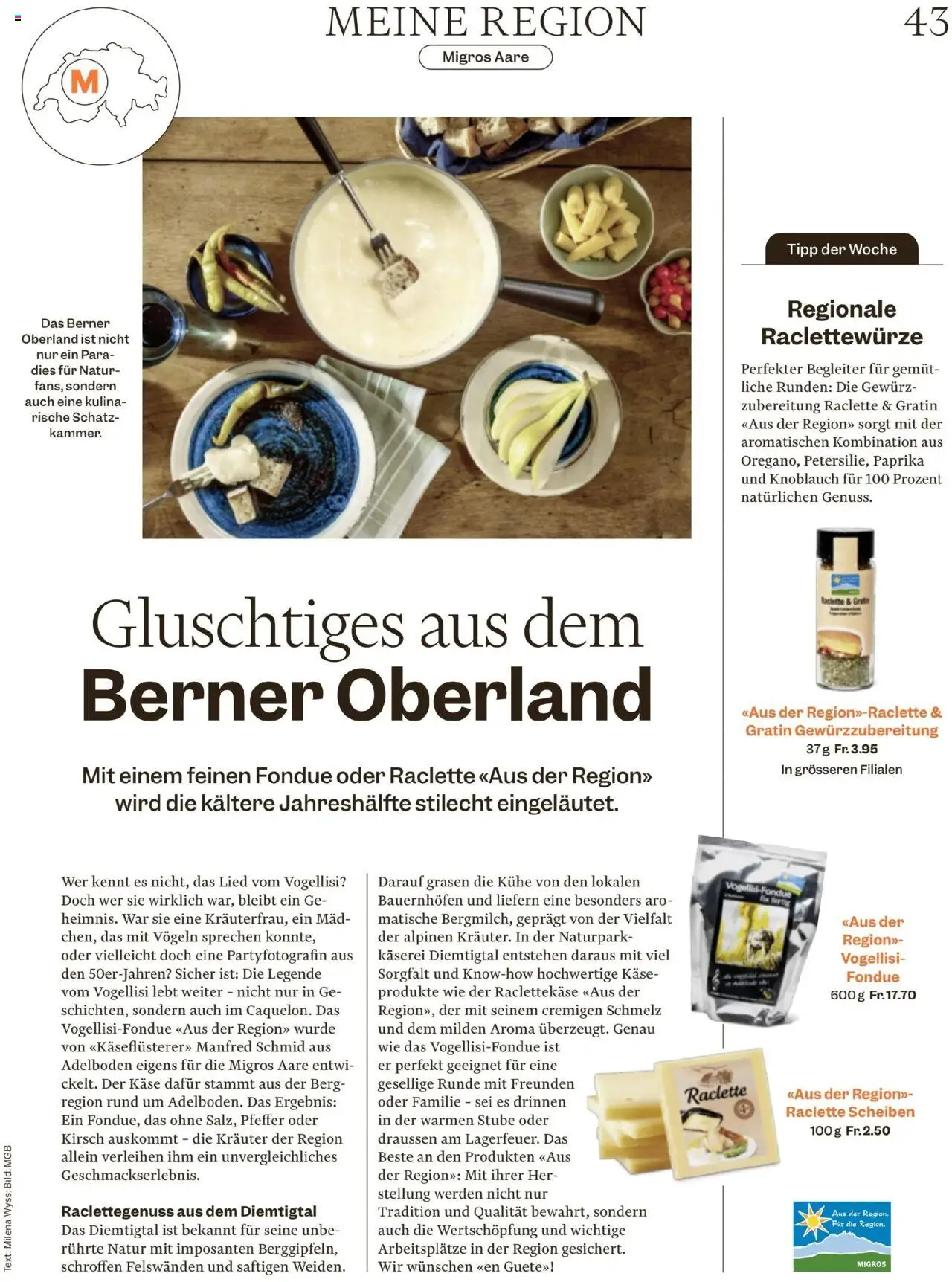 Migros Magazin – gültig ab 06.10.2025 | Seite: 43 | Produkte: Käse, Knoblauch, Pfeffer, Grill