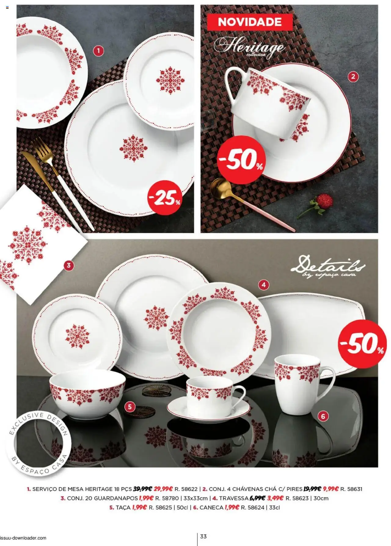Espaço Casa Catálogo de Natal 2025 │ válido de 11.10.2025 | Página: 33 | Produtos: Guardanapos, Caneca, Mesa, Chá
