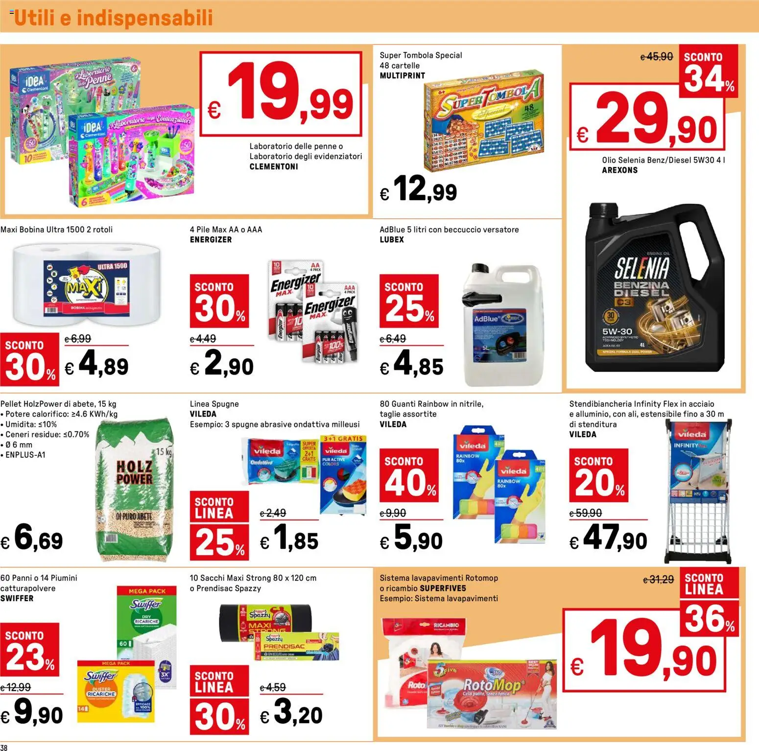 Volantino Iper del 15.12.2025 | Pagina: 38 | Prodotti: Pile, Pellet, Stendibiancheria, Guanti