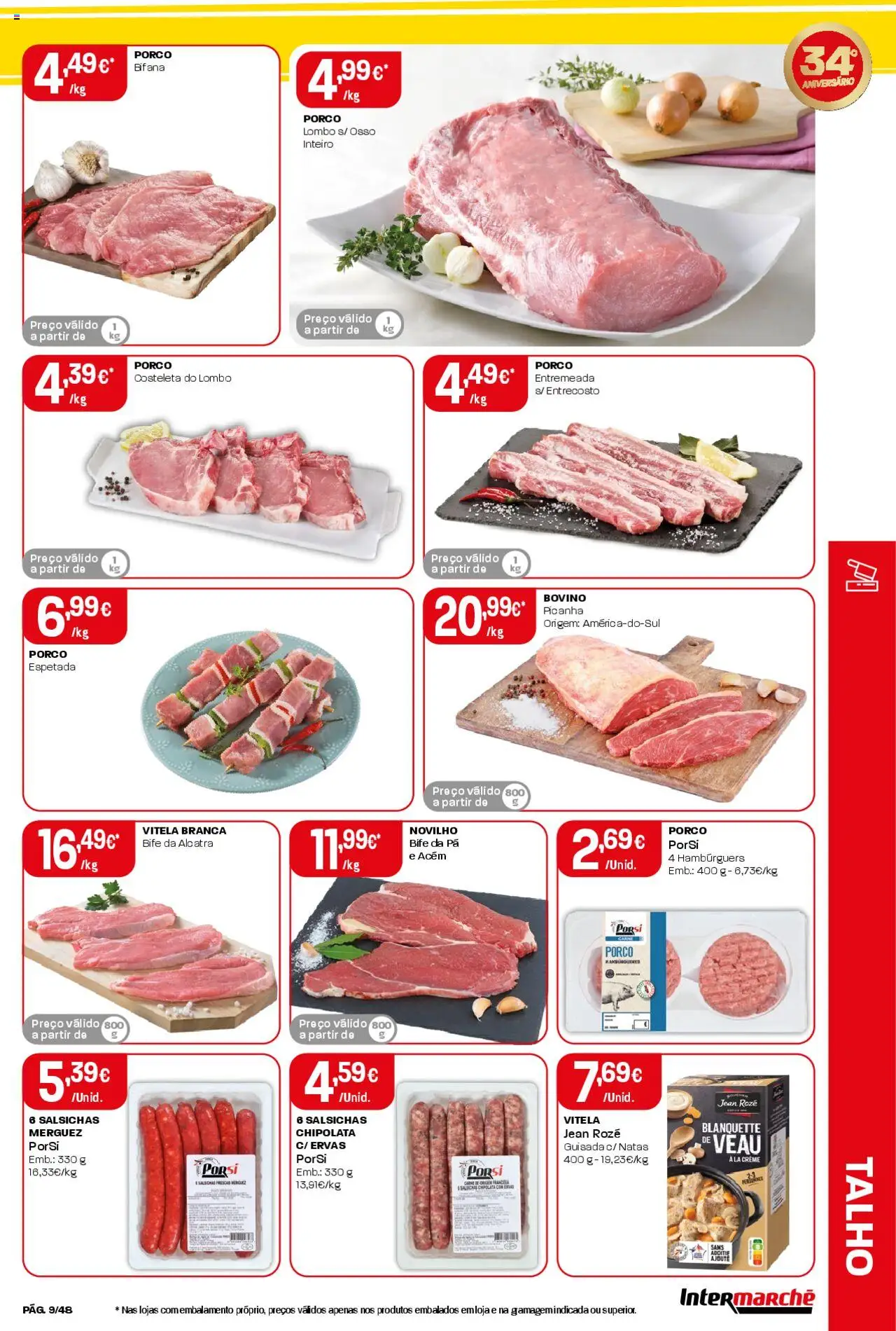 Intermarché folheto │ válido de 09.10.2025 | Página: 9 | Produtos: Vitela, Lombo, Pá, Natas