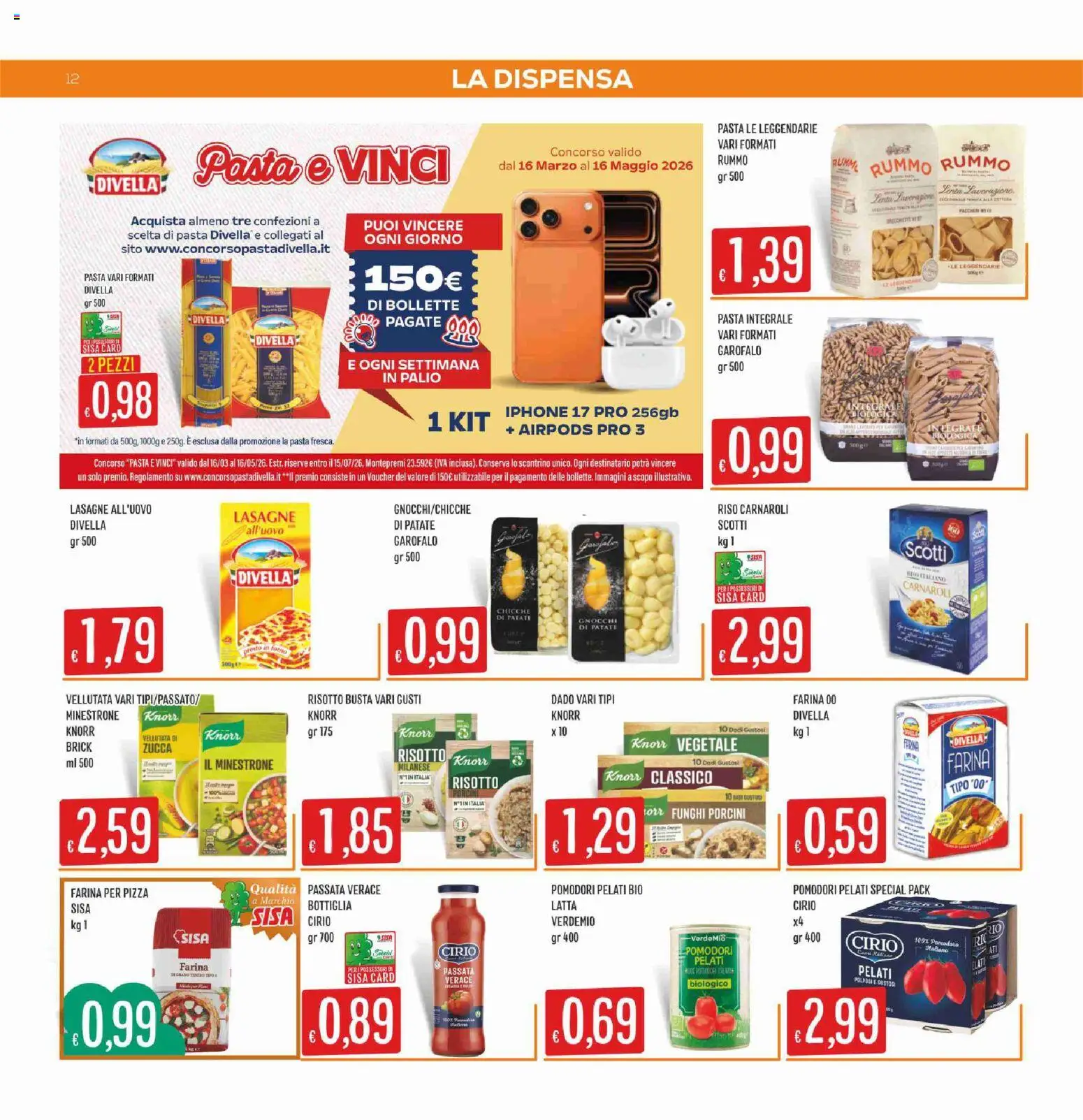 Volantino SISA del 07.04.2026 | Pagina: 12 | Prodotti: Minestrone, Riso, Pomodoro, Pomodori