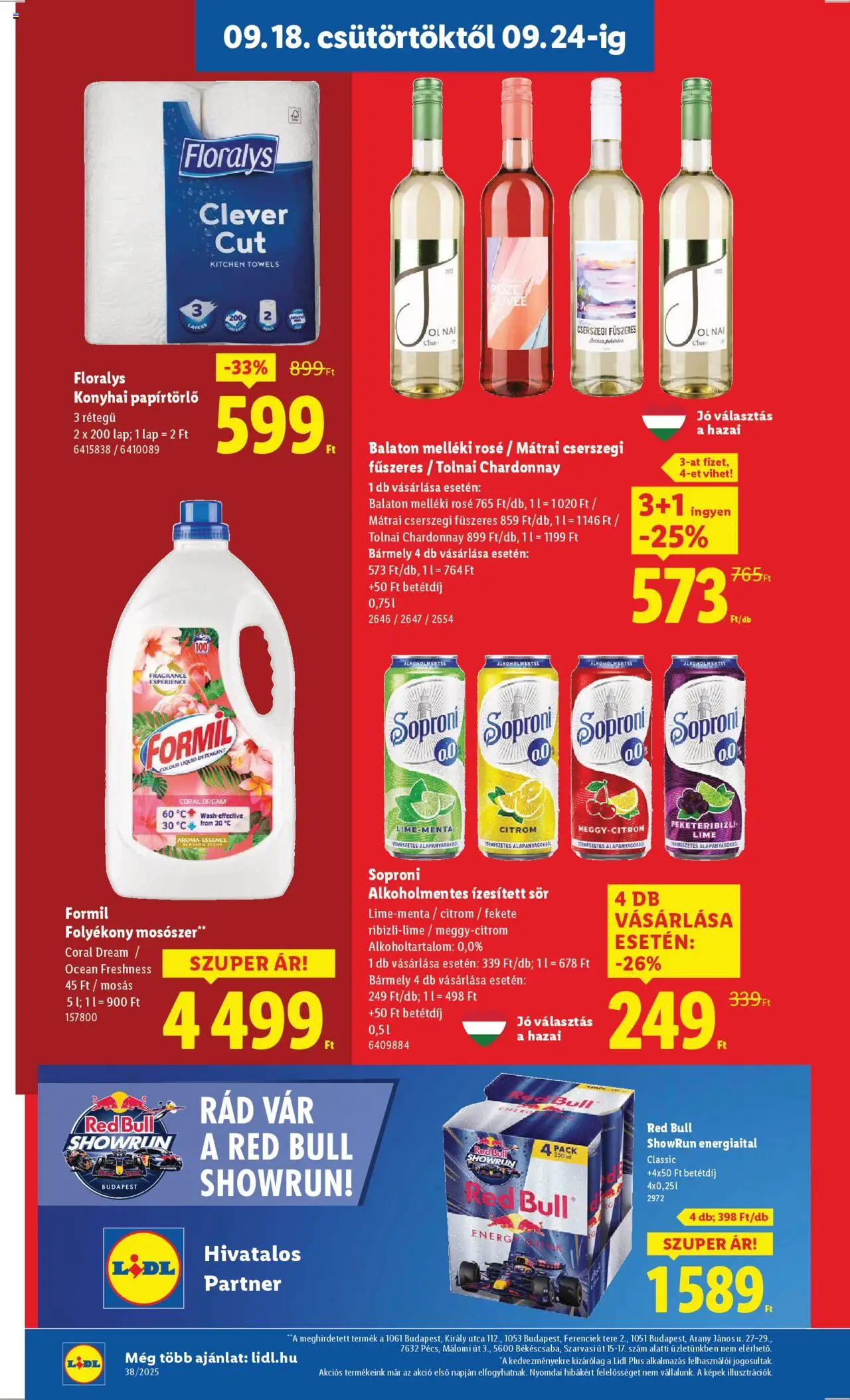 Lidl akciós ujság - amely érvényes a következő dátumtól: 18.09.2025 | Oldal: 22 | Termékek: Lime, Papírtörlő, Red bull, Mosószer