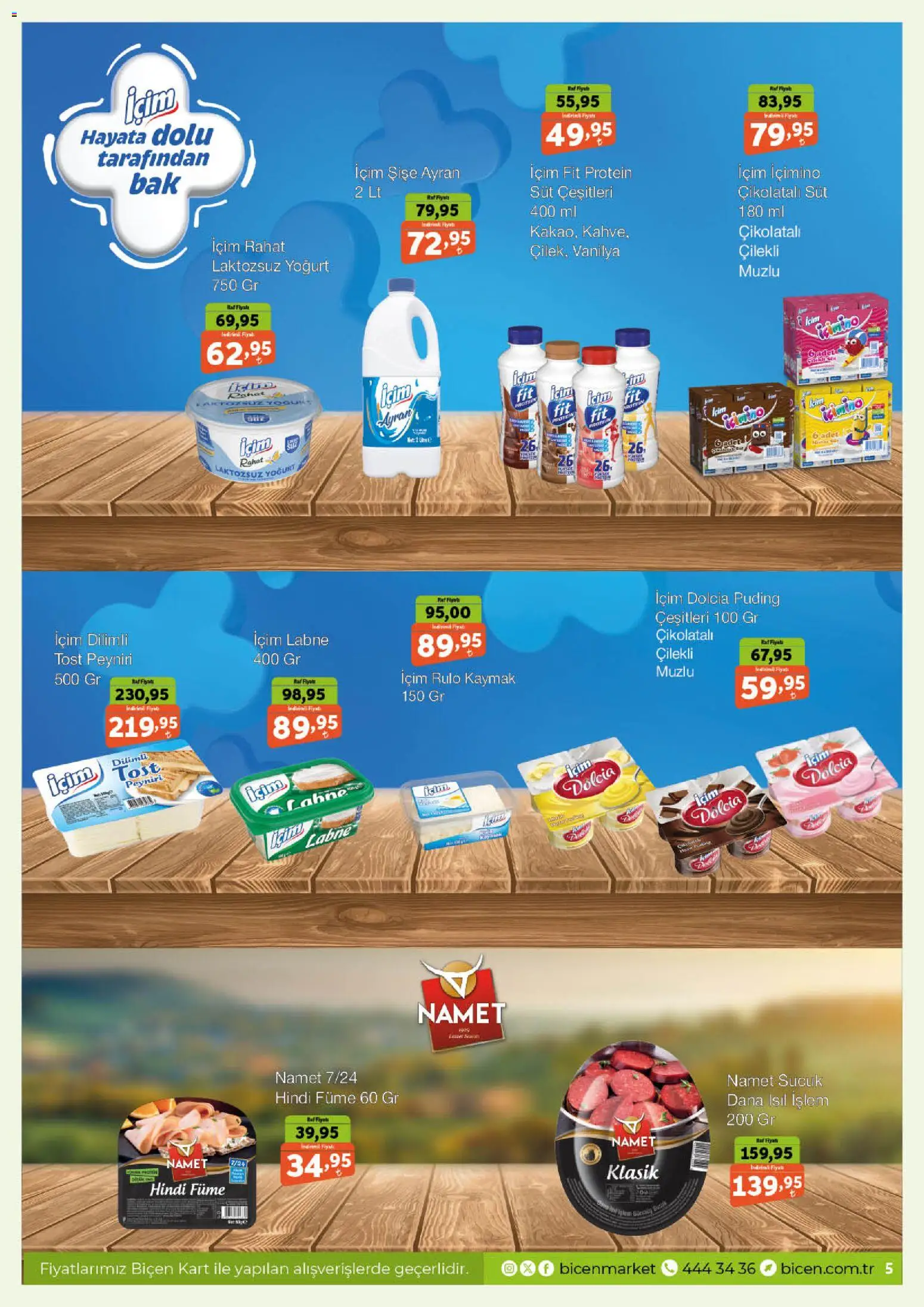 Biçen Market Katalog - 05.11.2025 tarihinden itibaren geçerlidir | Sayfa: 5 | Ürünler: Süt, Yoğurt, Hindi füme, Sucuk