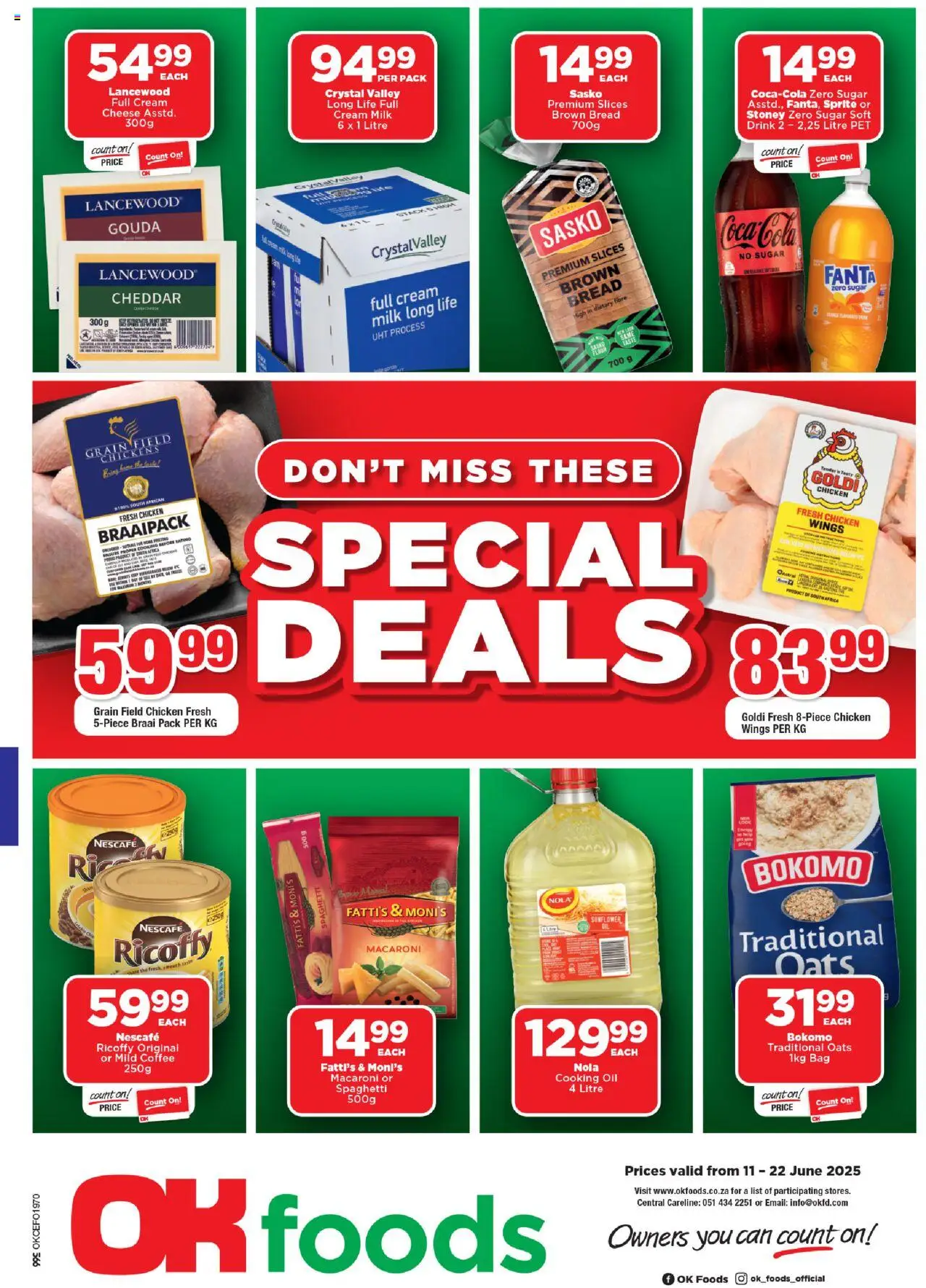 OK Foods Specials │ valid from 11.06.2025 | Page: 1 | Products: Milk, Oats, Chicken, Cream