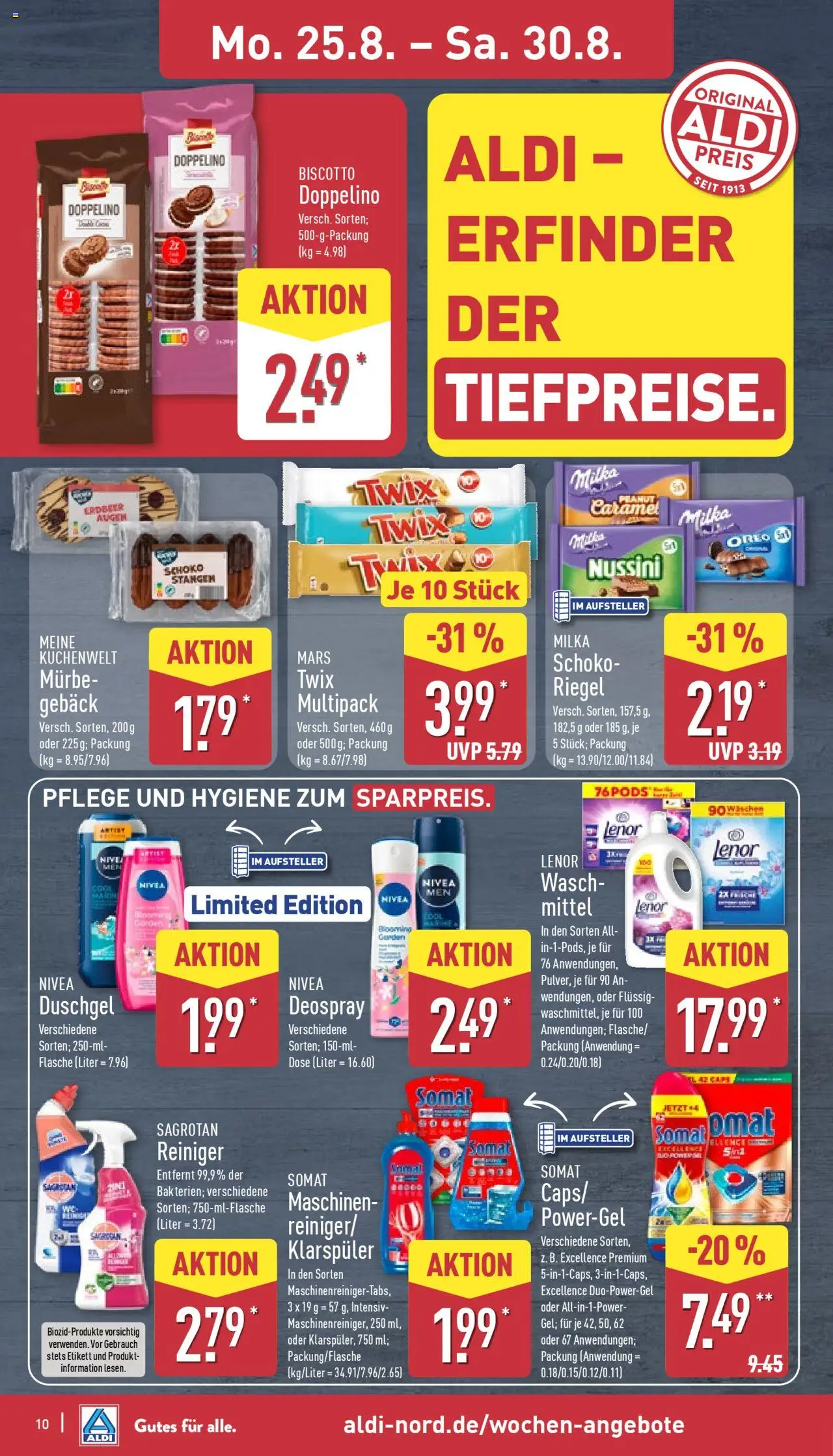 Aldi Prospekt 	 - gültig ab dem 25.08.2025 | Seite: 10 | Produkte: Lenor, Milka, Twix, Duschgel
