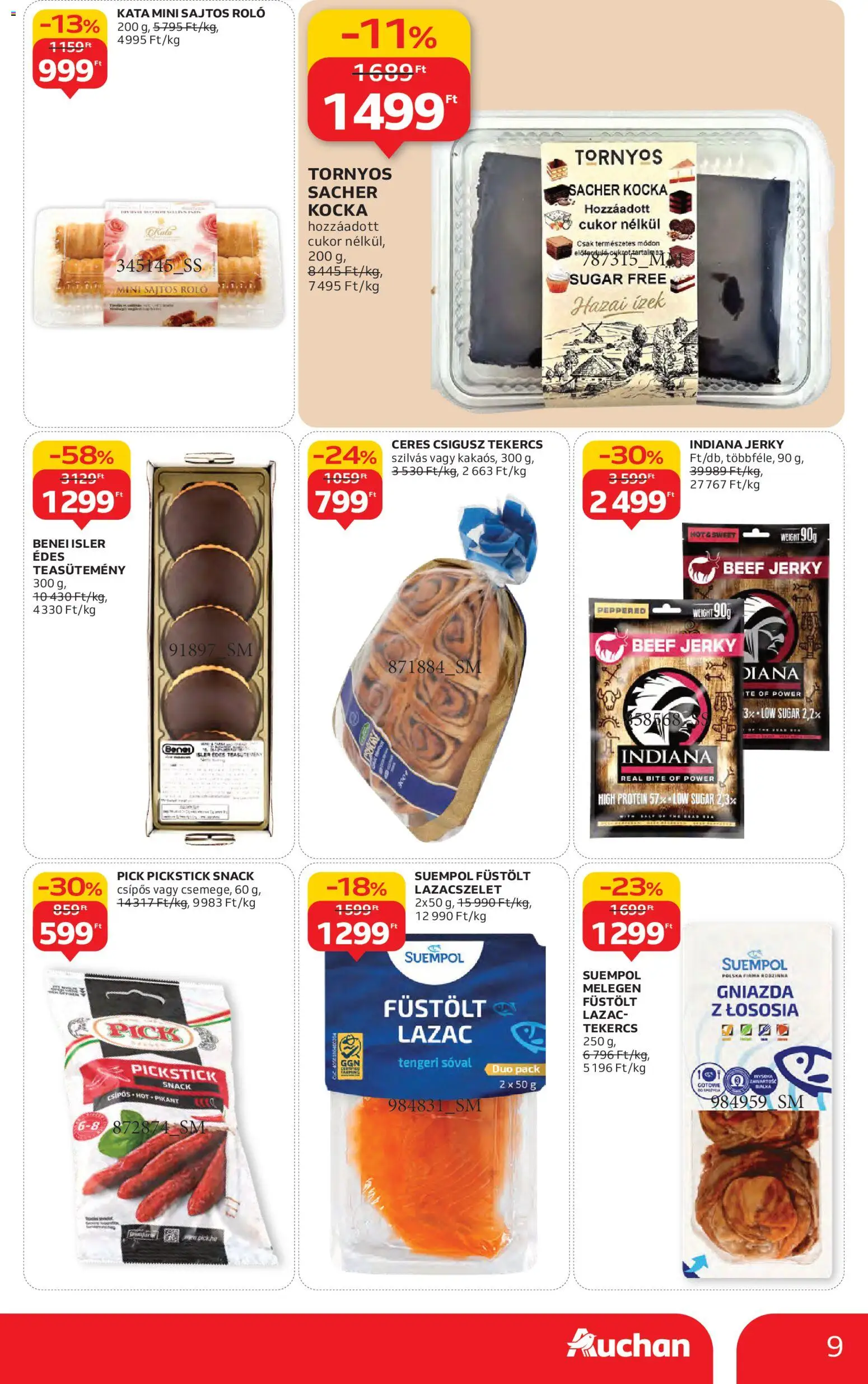 Auchan akciós ujság - amely érvényes a következő dátumtól: 30.10.2025 | Oldal: 9 | Termékek: Pick, Lazac, Roló, Cukor