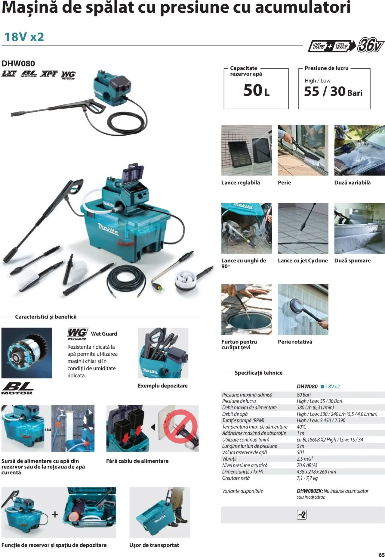 Makita catalog - Mașini de Grădină – valabil de la 08.01.2025 | Pagină: 65 | Produse: Cablu, Mașină De Spălat, Perie, Apă