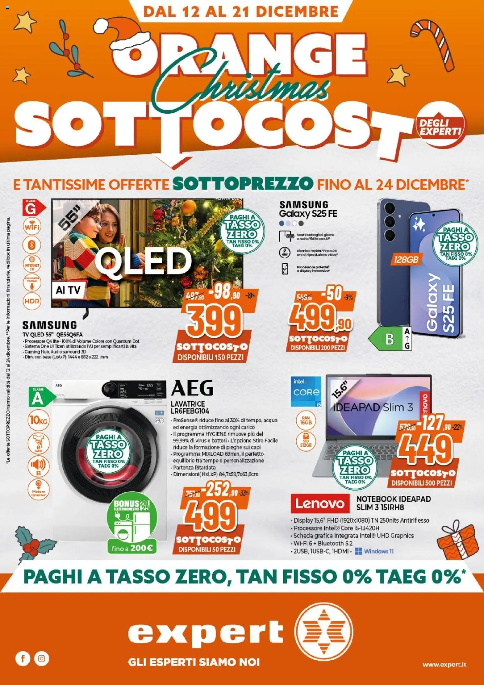 Volantino Expert del 12.12.2025 | Pagina: 1 | Prodotti: Notebook, Lavatrice, Audio, Samsung
