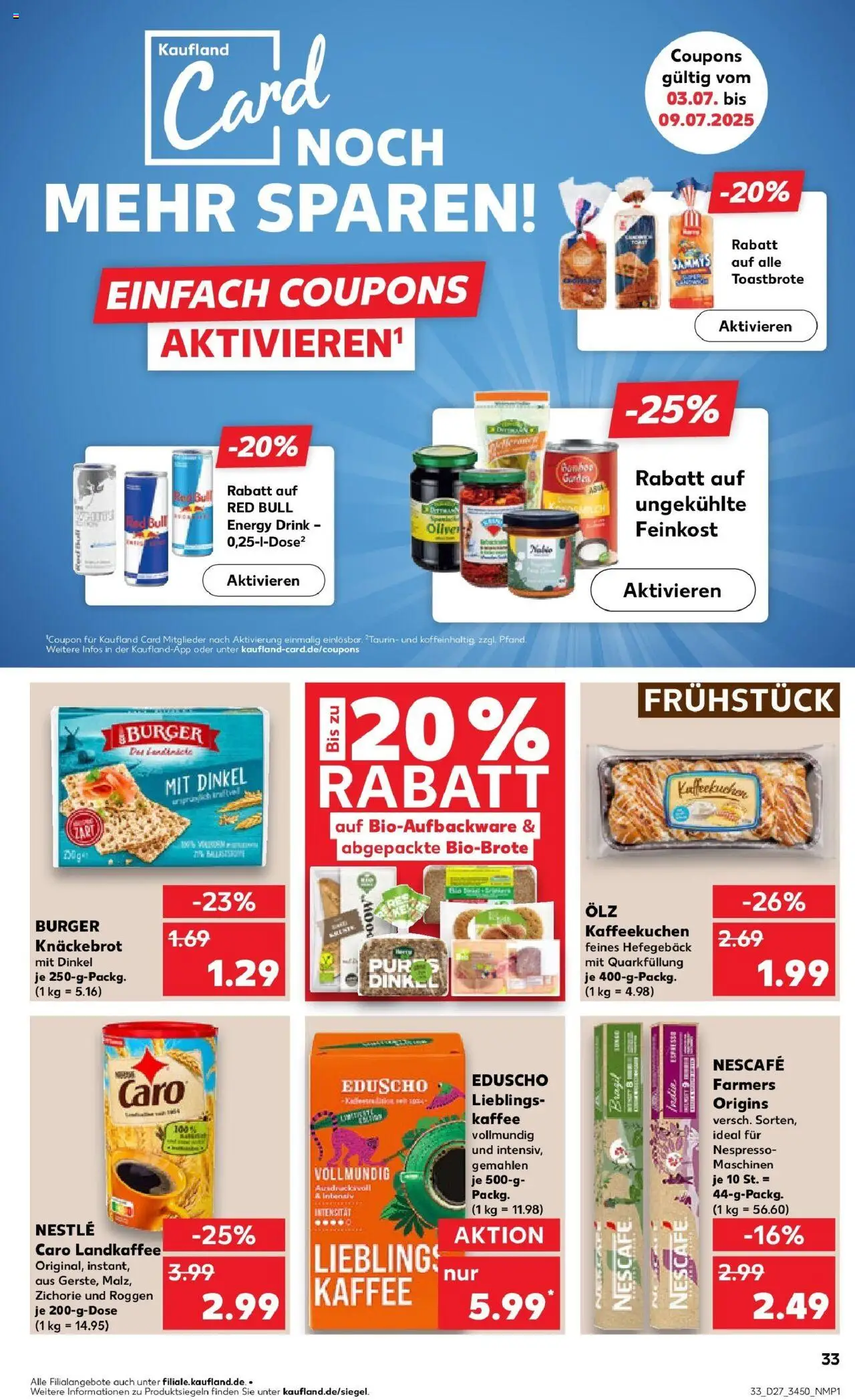 Kaufland prospekt Spremberg	 - gültig ab dem 03.07.2025 | Seite: 33 | Produkte: Nescafe, Red bull, Energy, Burger