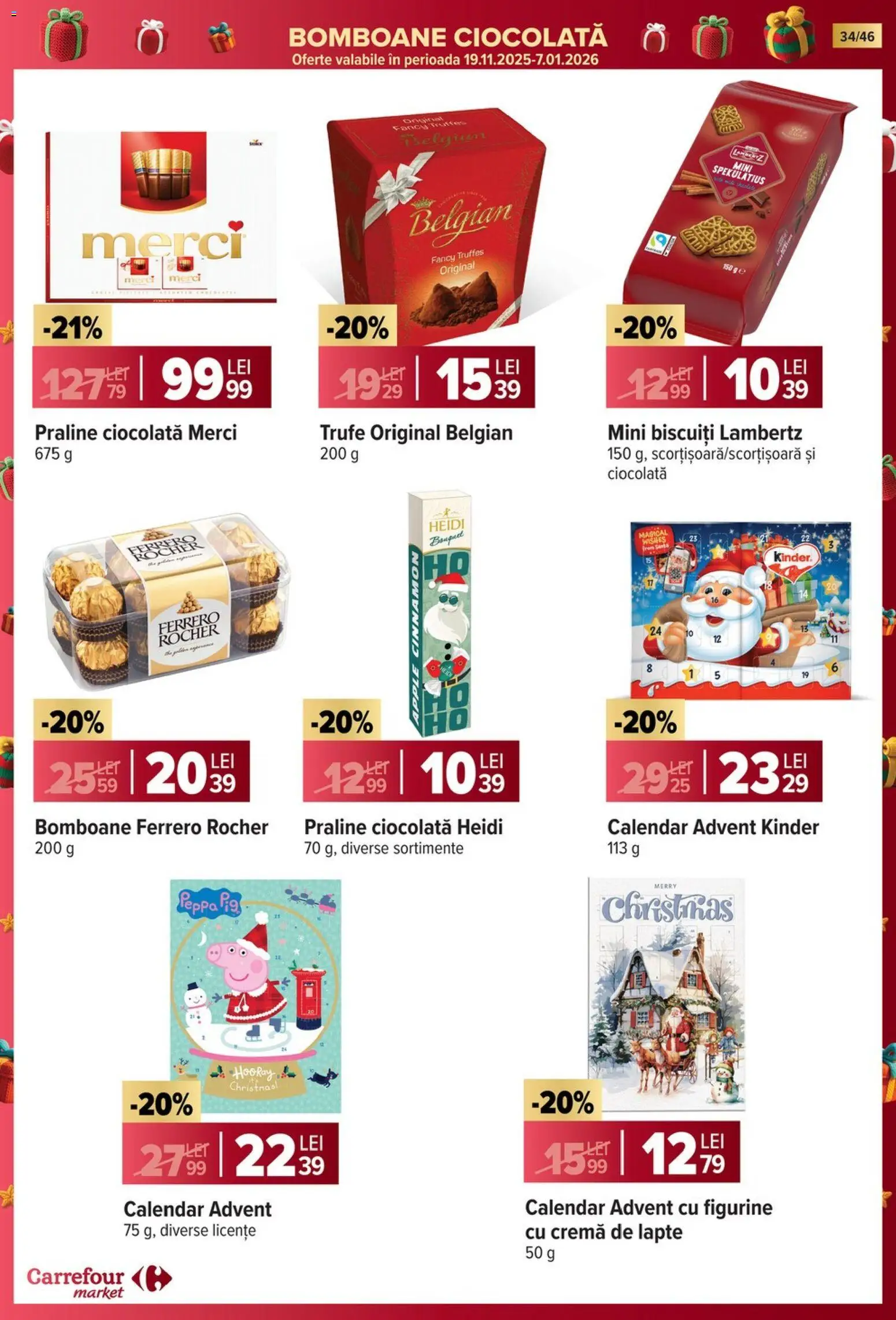 Noul catalog Carrefour – valabil de la 19.11.2025 | Pagină: 34 | Produse: Praline, Lapte, Bomboane, Biscuiți