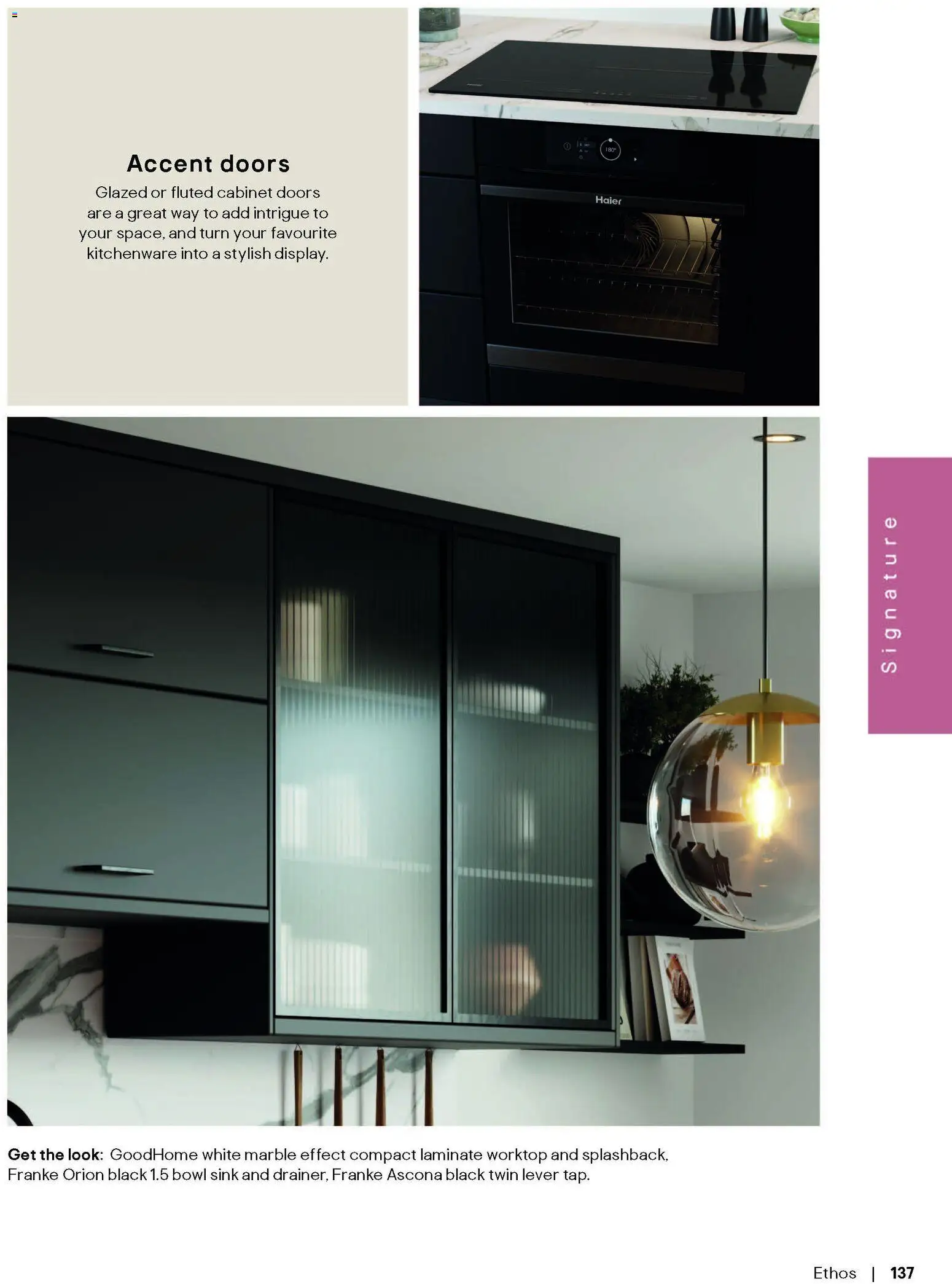 {H1} | Page: 137 | Products: Compact laminate, Doors, Worktop, 1.5 bowl