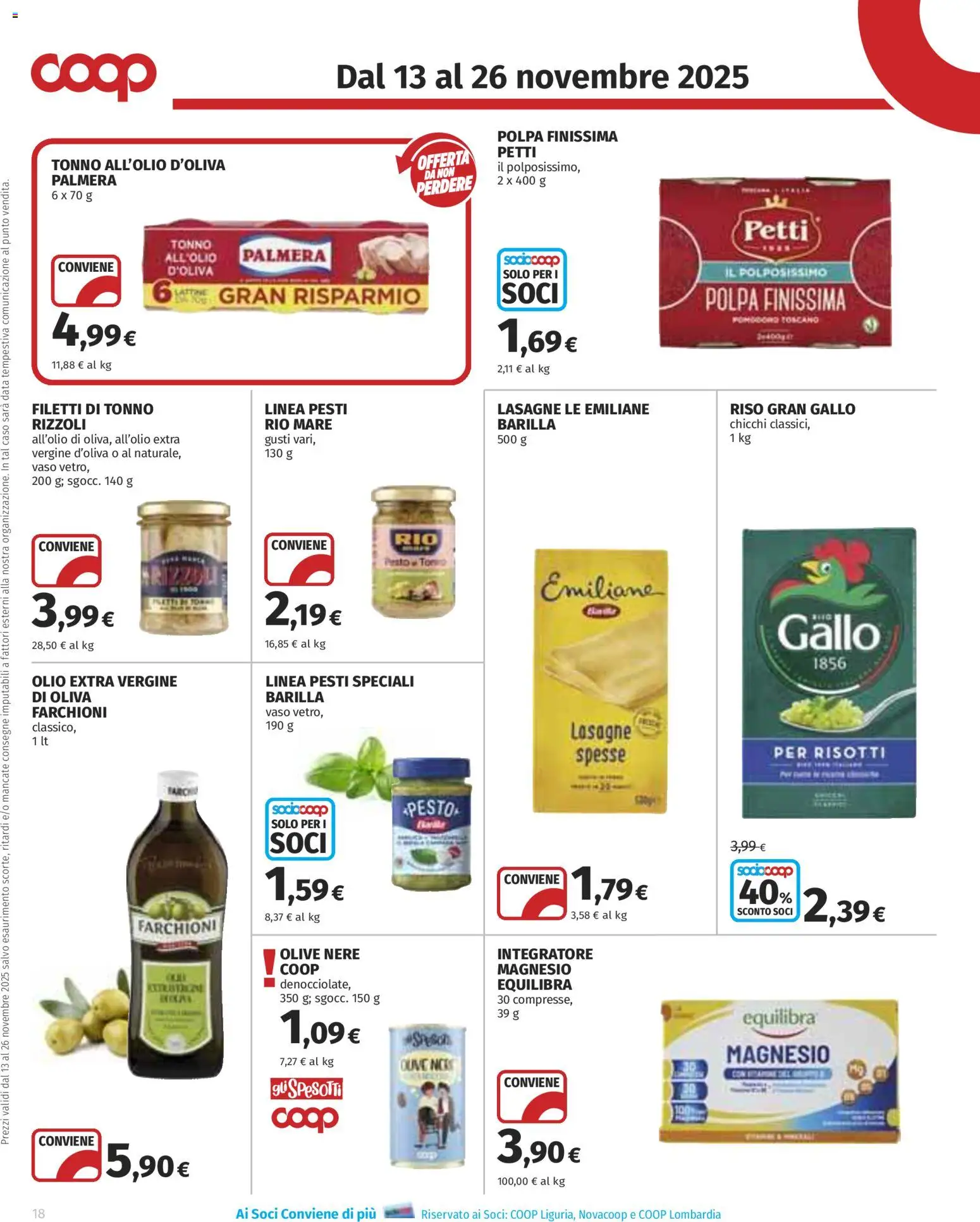 Volantino COOP del 13.11.2025 | Pagina: 18 | Prodotti: Riso, Olive, Pesto, Tonno