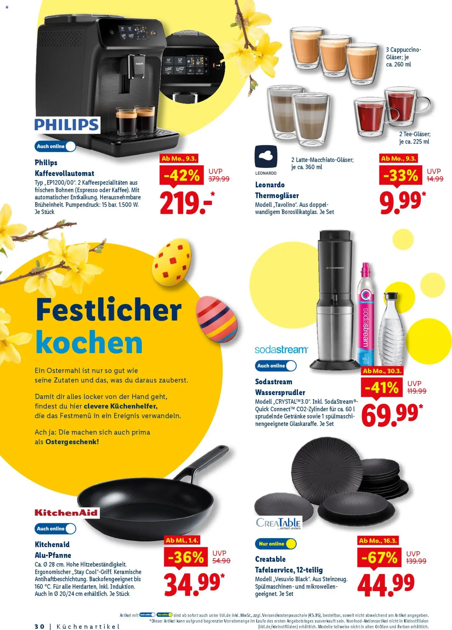 Lidl Německo leták - Ostern gemeinsam genießen od 09.03.2026 | Strana: 30 | Produkty: KitchenAid, Sodastream, Cappuccino