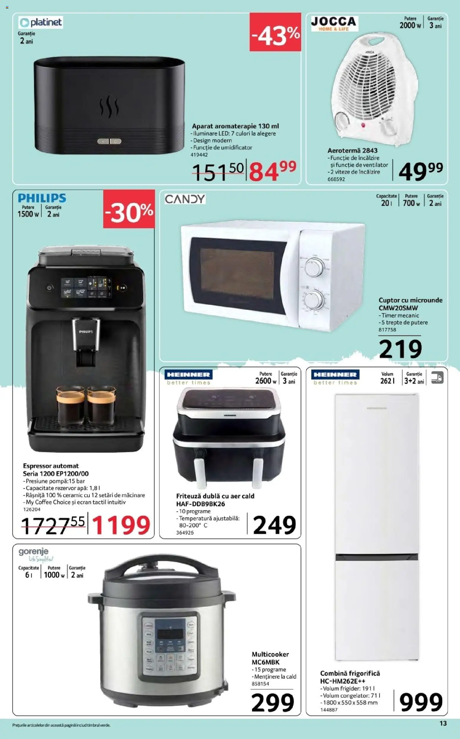 Noul catalog Selgros – valabil de la 06.02.2026 | Pagină: 13 | Produse: Espressor, Congelator, Cuptor Cu Microunde, Apă