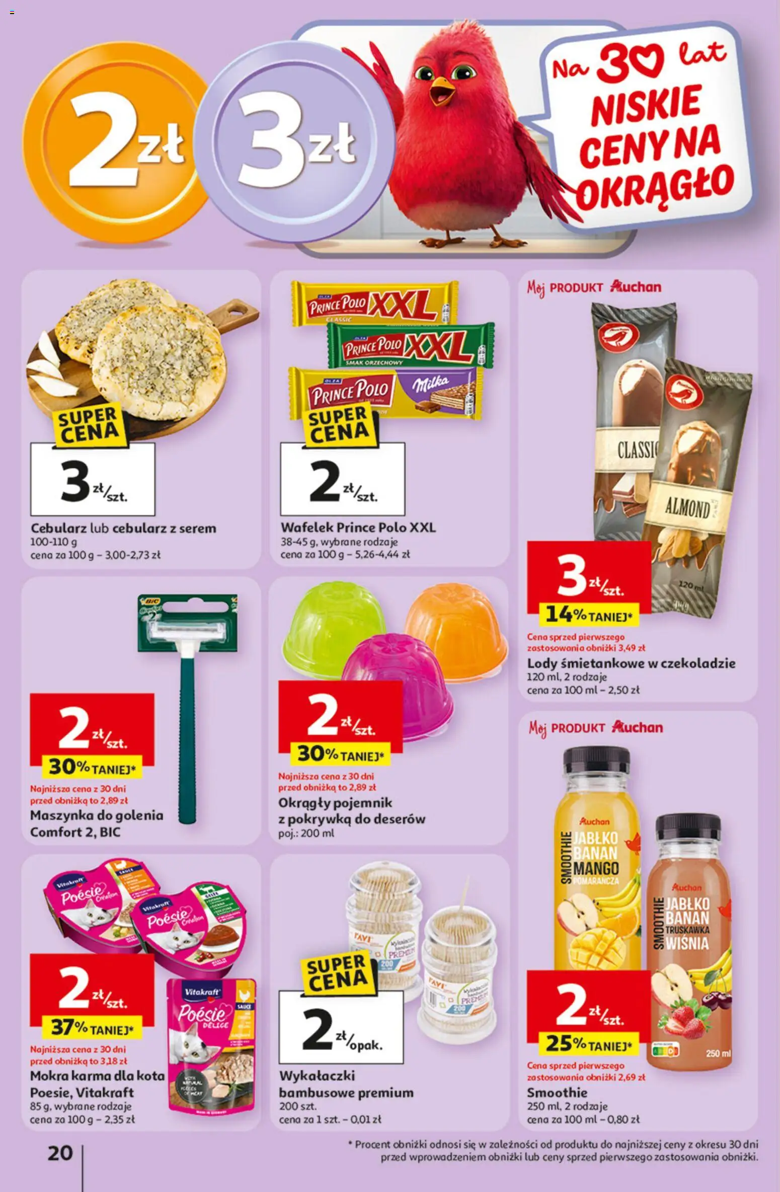 Auchan gazetka - 30 Lat Hipermarket od 23.04.2026 | Strona: 20 | Produkty: Mango, Prince polo xxl, Maszynka do golenia, Karma dla kota