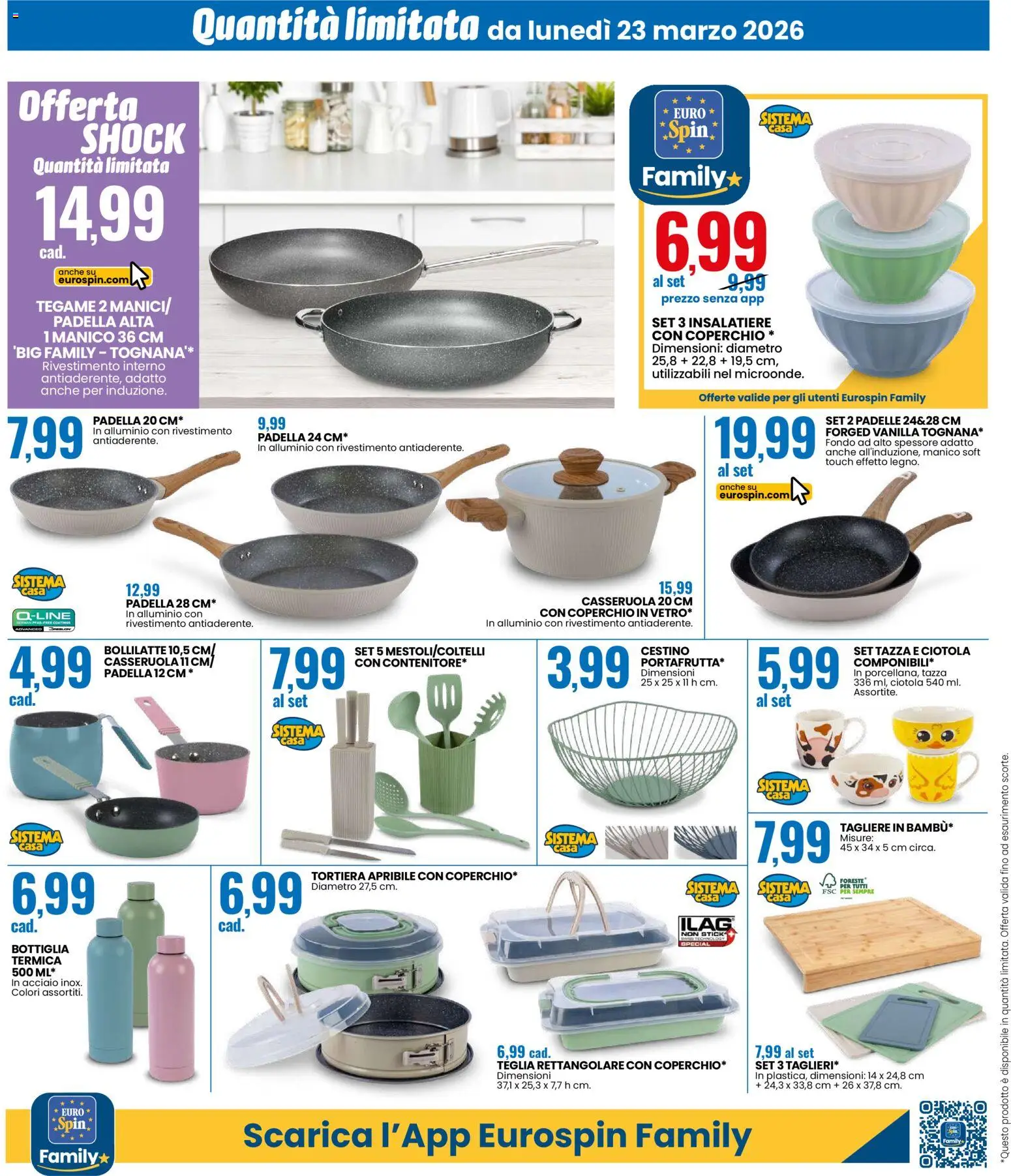 Volantino Eurospin del 23.03.2026 | Pagina: 16 | Prodotti: Casseruola, Alluminio, Ciotola, Cestino