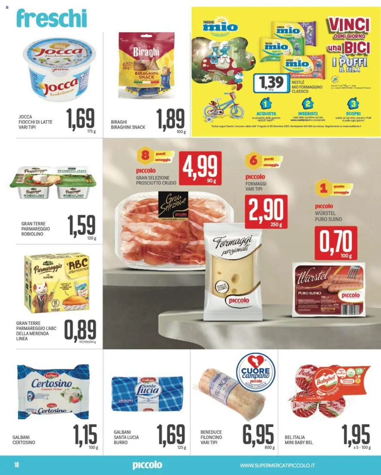 Volantino Piccolo del 15.09.2025 | Pagina: 10 | Prodotti: Fiocchi di latte, Prosciutto, Burro, Polo