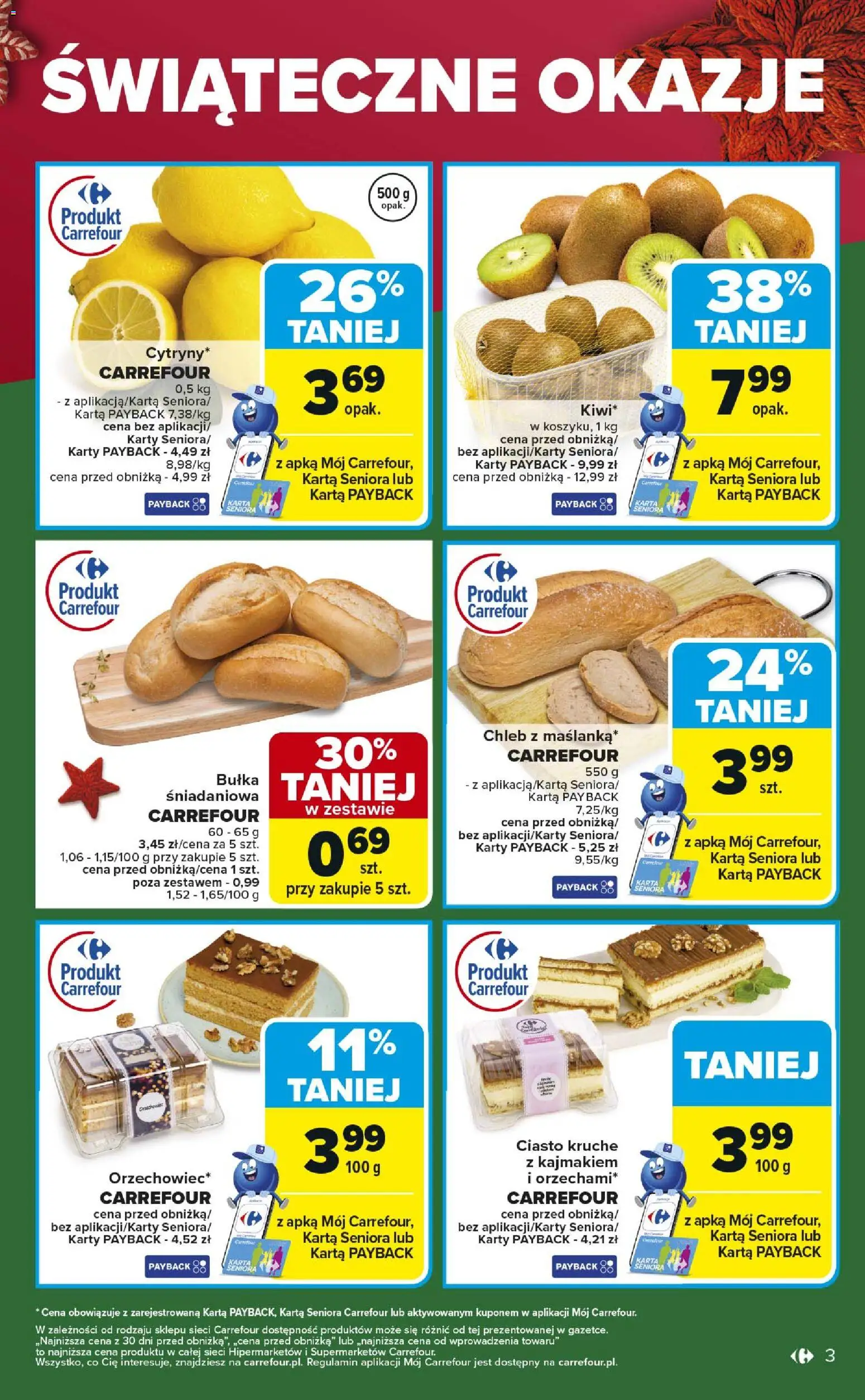 Carrefour Gazetka - Świąteczne okazje od 18.12.2025 | Strona: 3 | Produkty: Karta, Ciasto, Bułka, Chleb