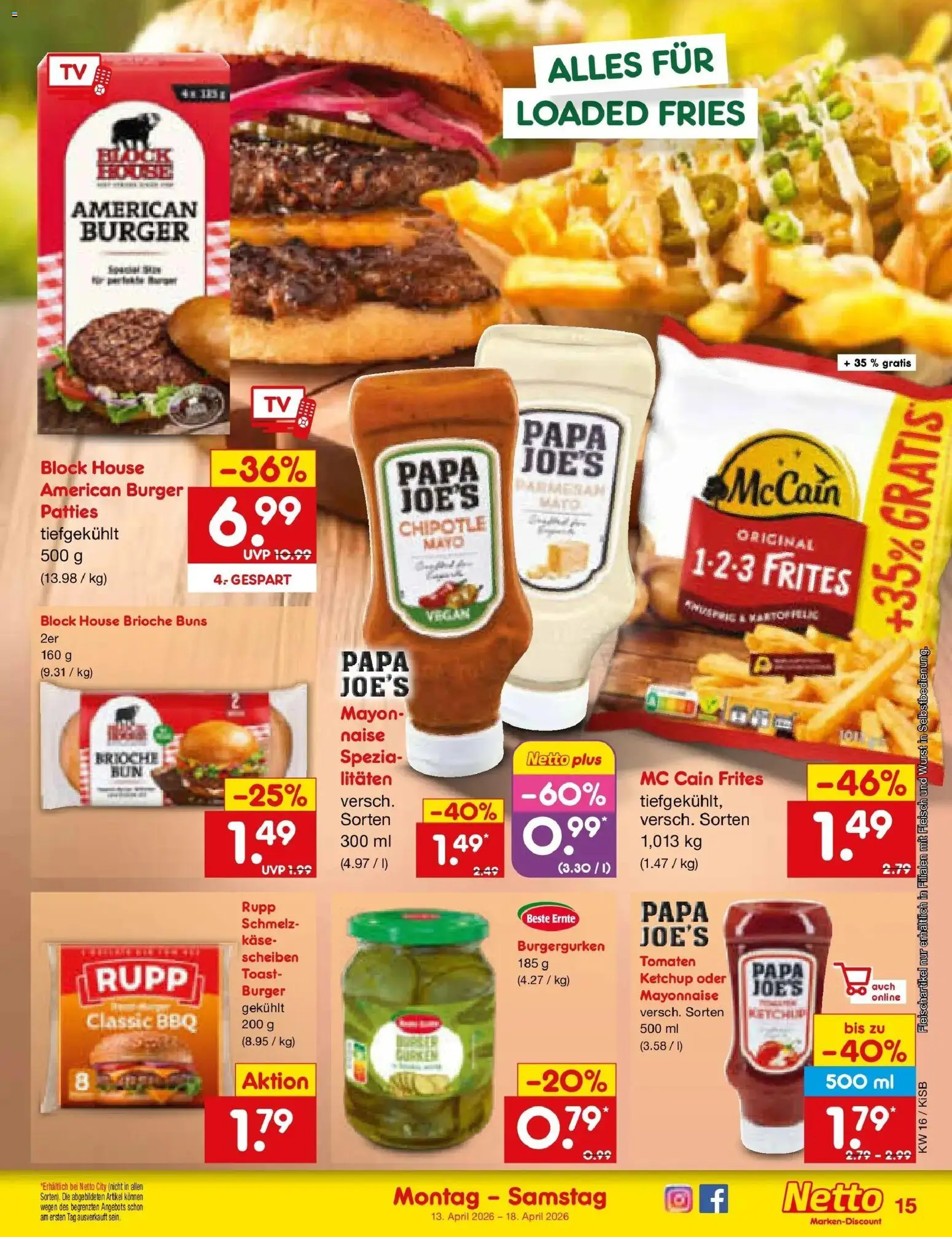 Netto Marken-Discount Prospekt Bad Friedrichshall	 – gültig ab 13.04.2026 | Seite: 17 | Produkte: Toast, Burger, Mayonnaise, Fleisch