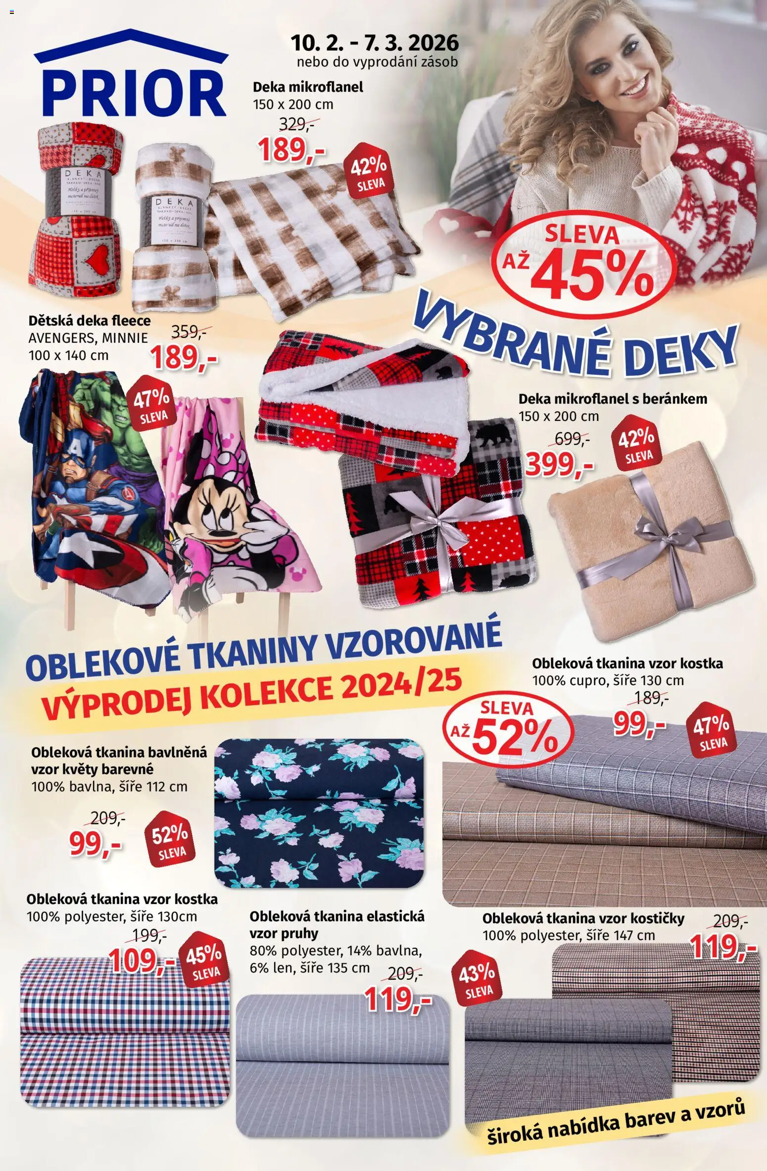 Prior - Akční Nabídka Bytového Textilu A Oděvních Látek od 10.02.2026 | Strana: 1