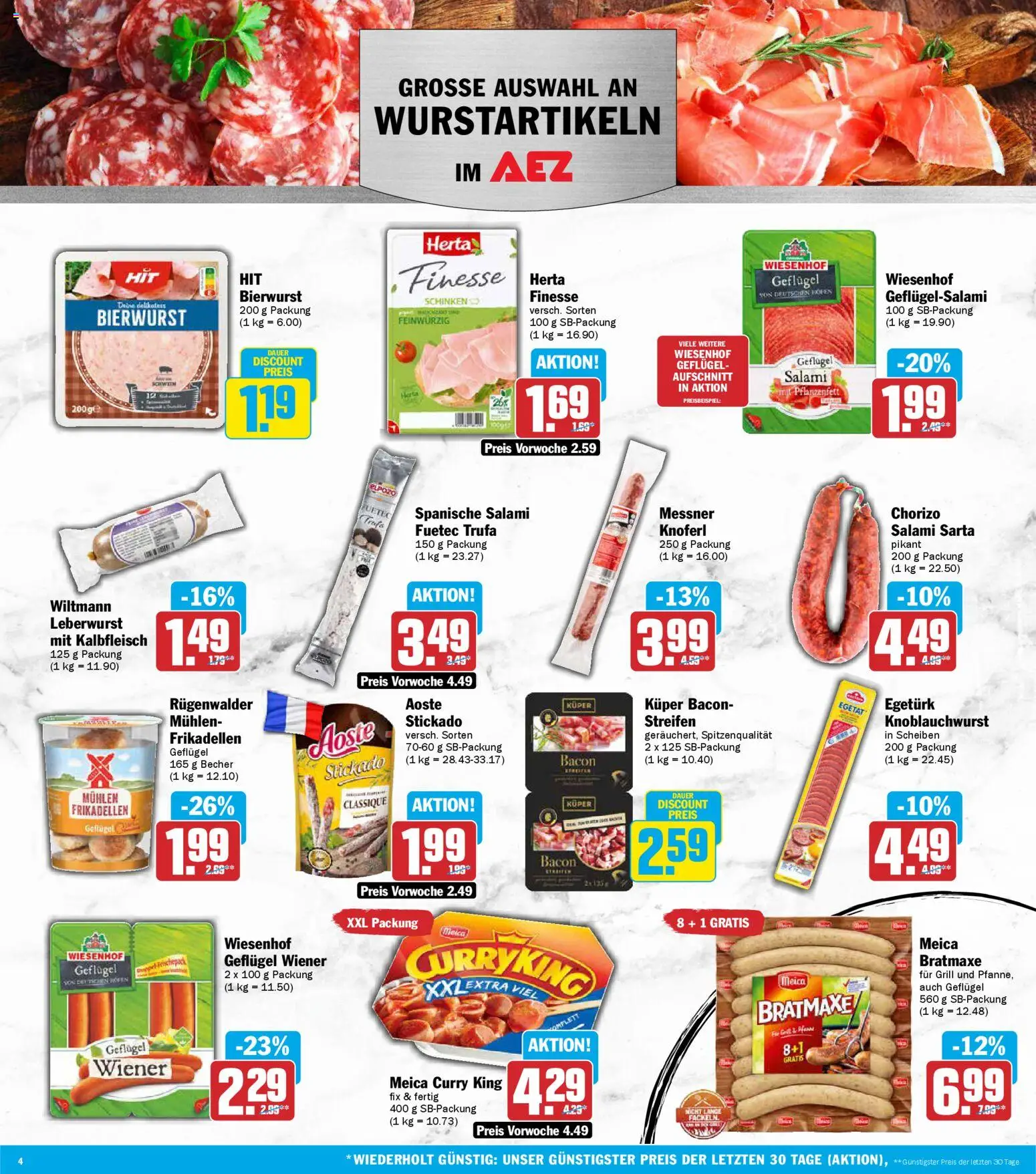 AEZ Prospekt 	 – gültig ab 27.04.2026 | Seite: 4 | Produkte: Grill, Meica, Schinken, Herta finesse
