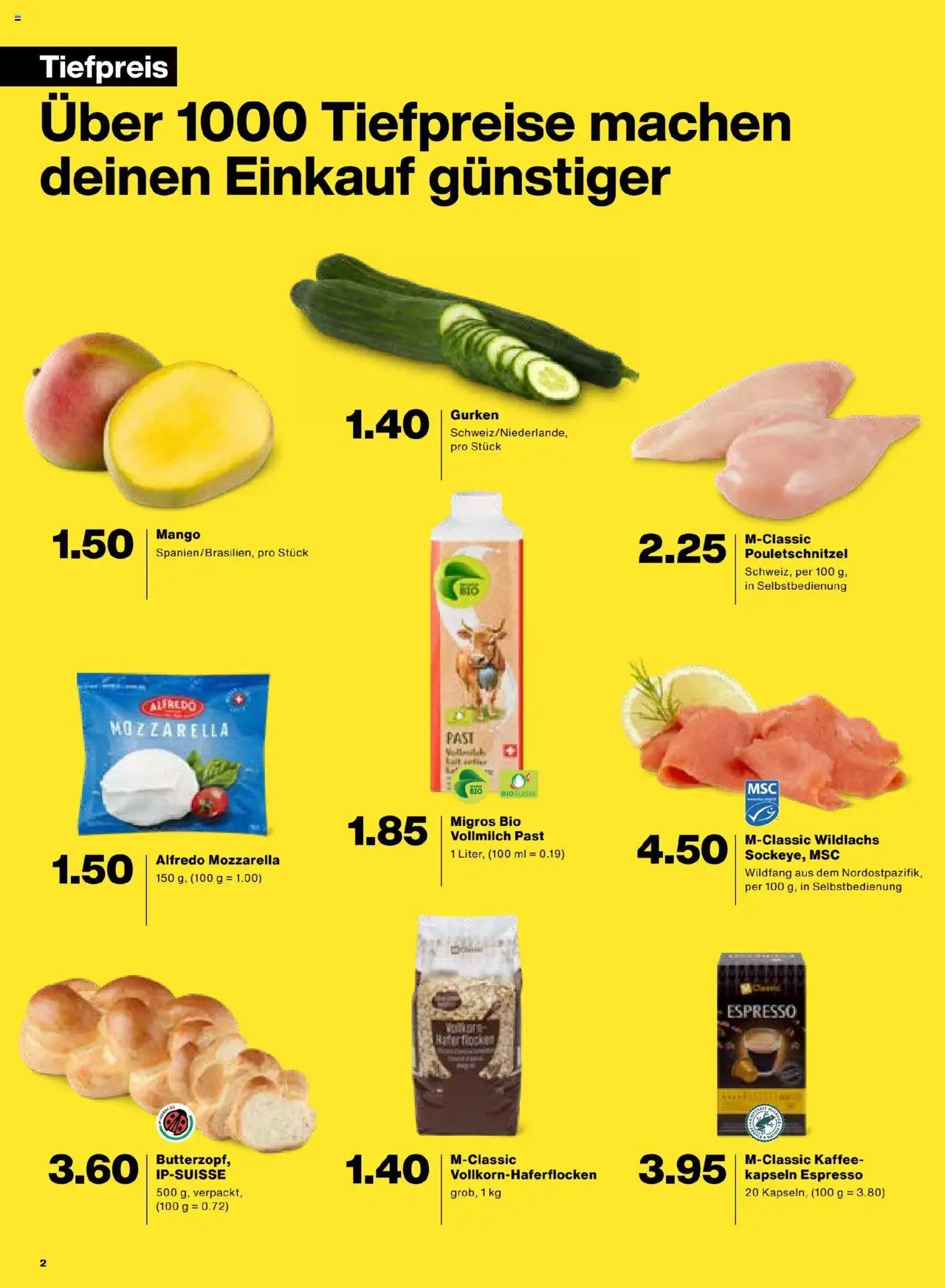Migros Aktionen – gültig ab 16.09.2025 | Seite: 2 | Produkte: Kaffee, Mango, Gurken