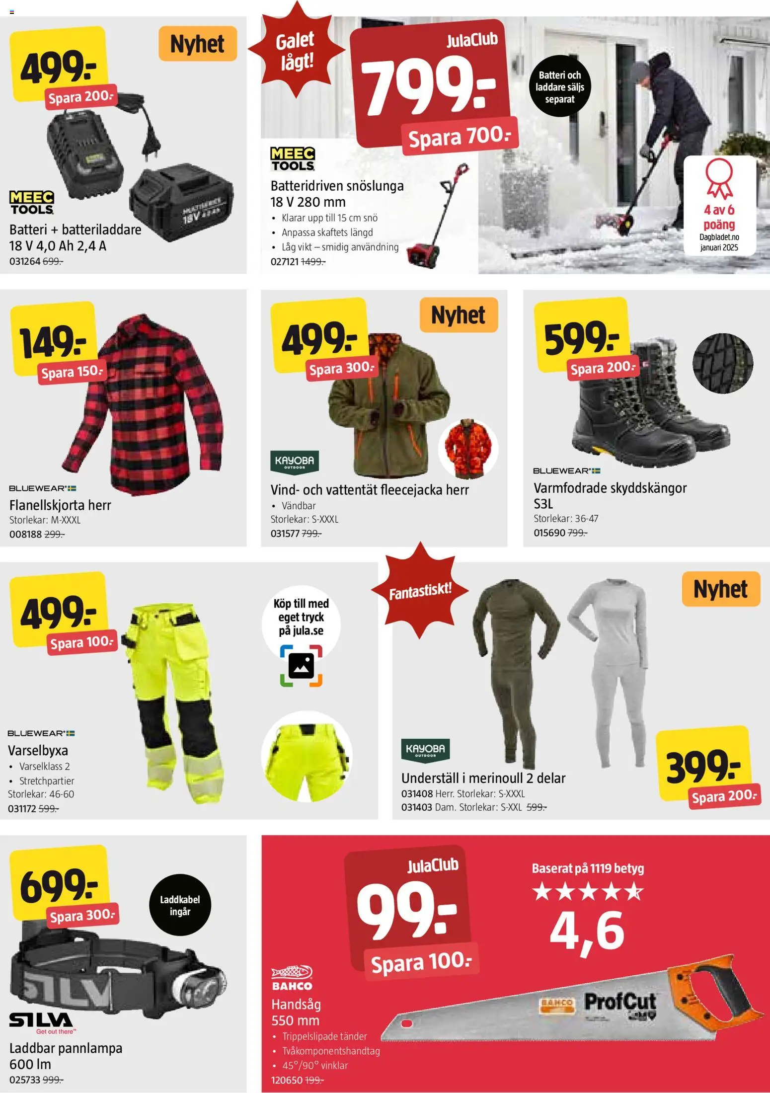 Jula reklamblad aktuell från 15.12.2025 | Sida: 7 | Produkter: Batteri, Underställ, Pannlampa, Laddare