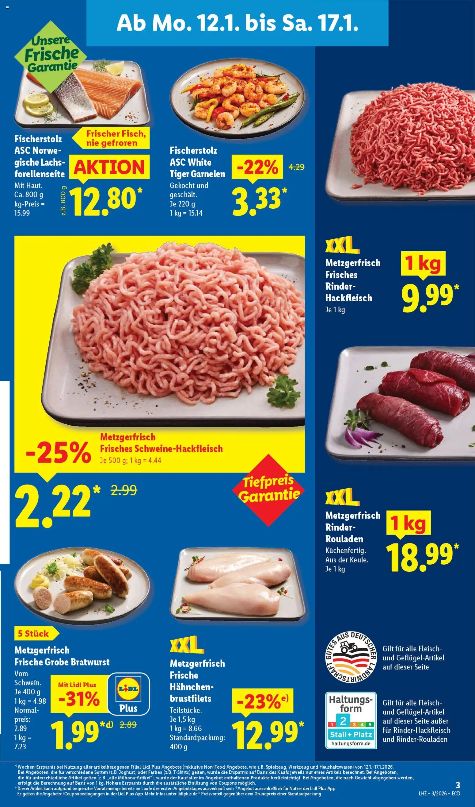 Lidl - Prospekt – gültig ab 12.01.2026 | Seite: 13 | Produkte: Rinderrouladen, Joghurt, Garnelen, Hackfleisch