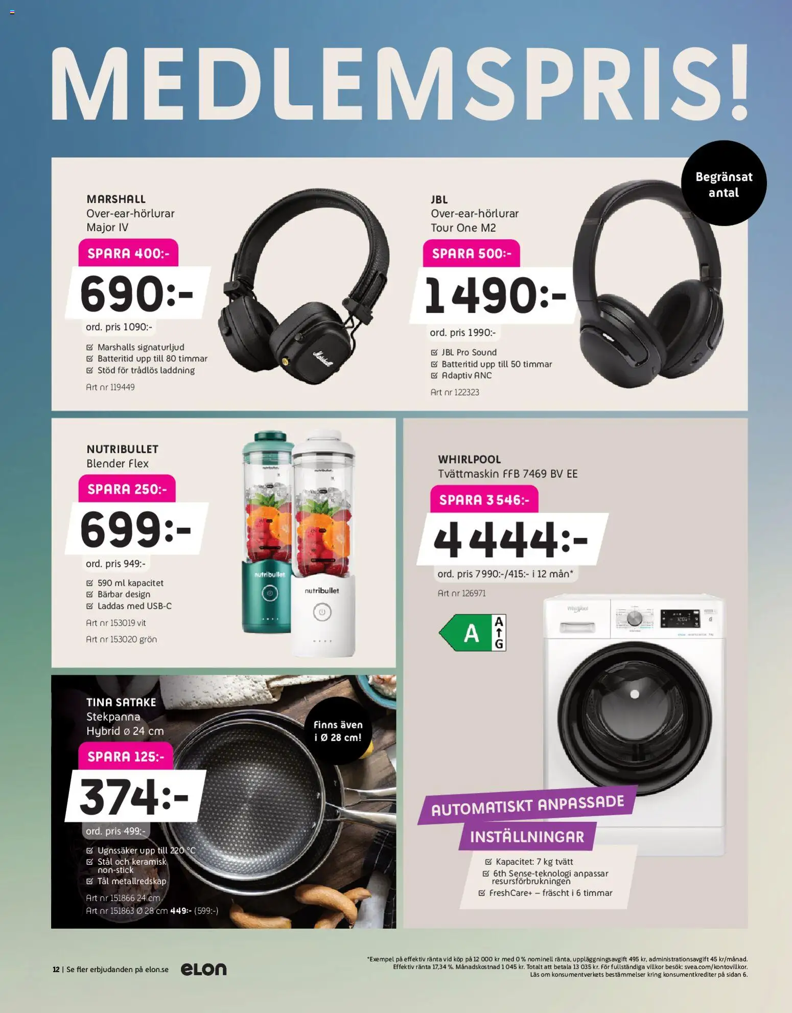 Elon reklamblad aktuell från 27.04.2026 | Sida: 12 | Produkter: Blender, Stekpanna, Tvättmaskin