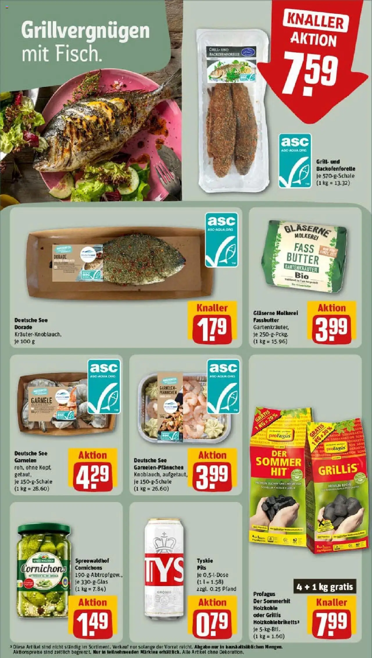 Rewe prospekt Cottbus / Schmellwitz	 - gültig ab dem 20.07.2025 | Seite: 12 | Produkte: Grill, Tyskie, Butter, Garnelen