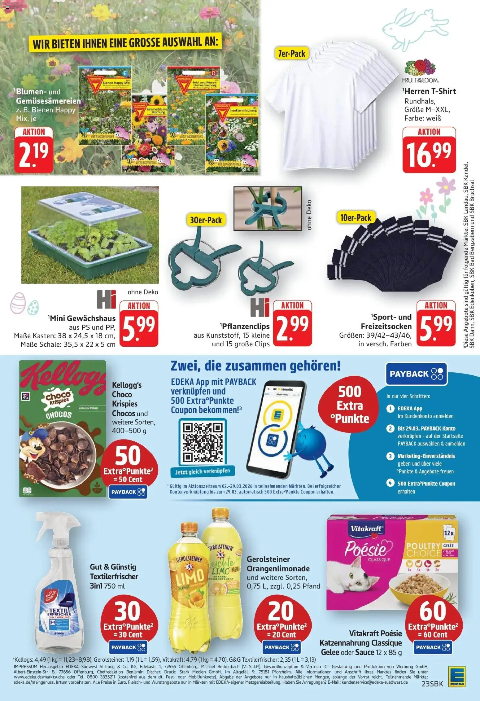 Edeka prospekt Walldorf	 – gültig ab 23.03.2026 | Seite: 23 | Produkte: T-Shirt, Bad, Blumen, Fleisch