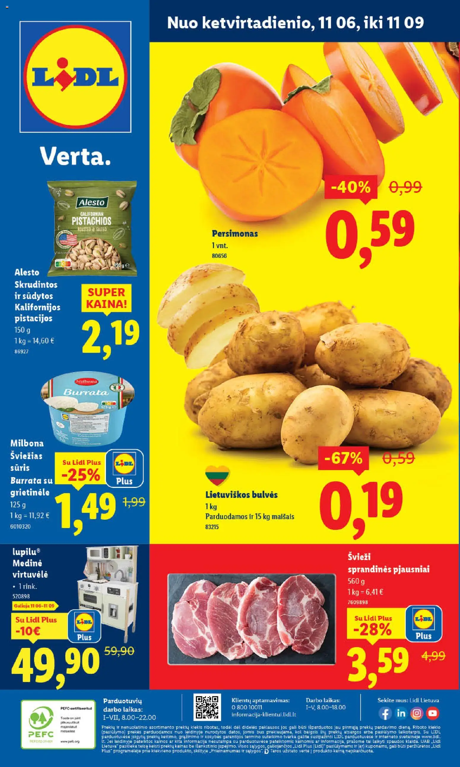 LIDL akcijos nuo 06.11.2025 | Puslapis: 1 | Prekių: Grietinėlė, Bulvės, Sūris, Pistacijos