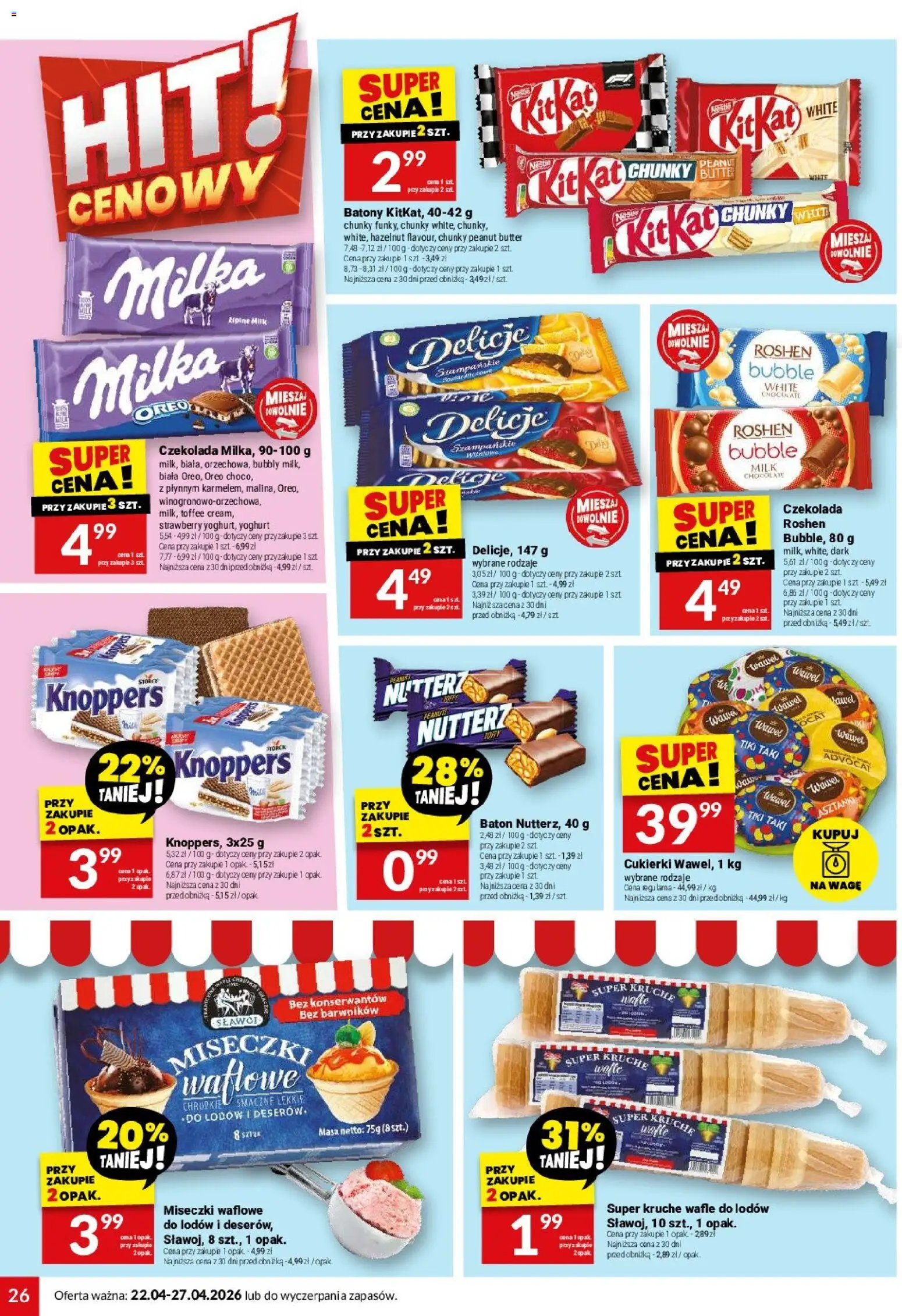 Twój Market gazetka od 22.04.2026 | Strona: 26 | Produkty: Knoppers, Mak, Baton, Czekolada