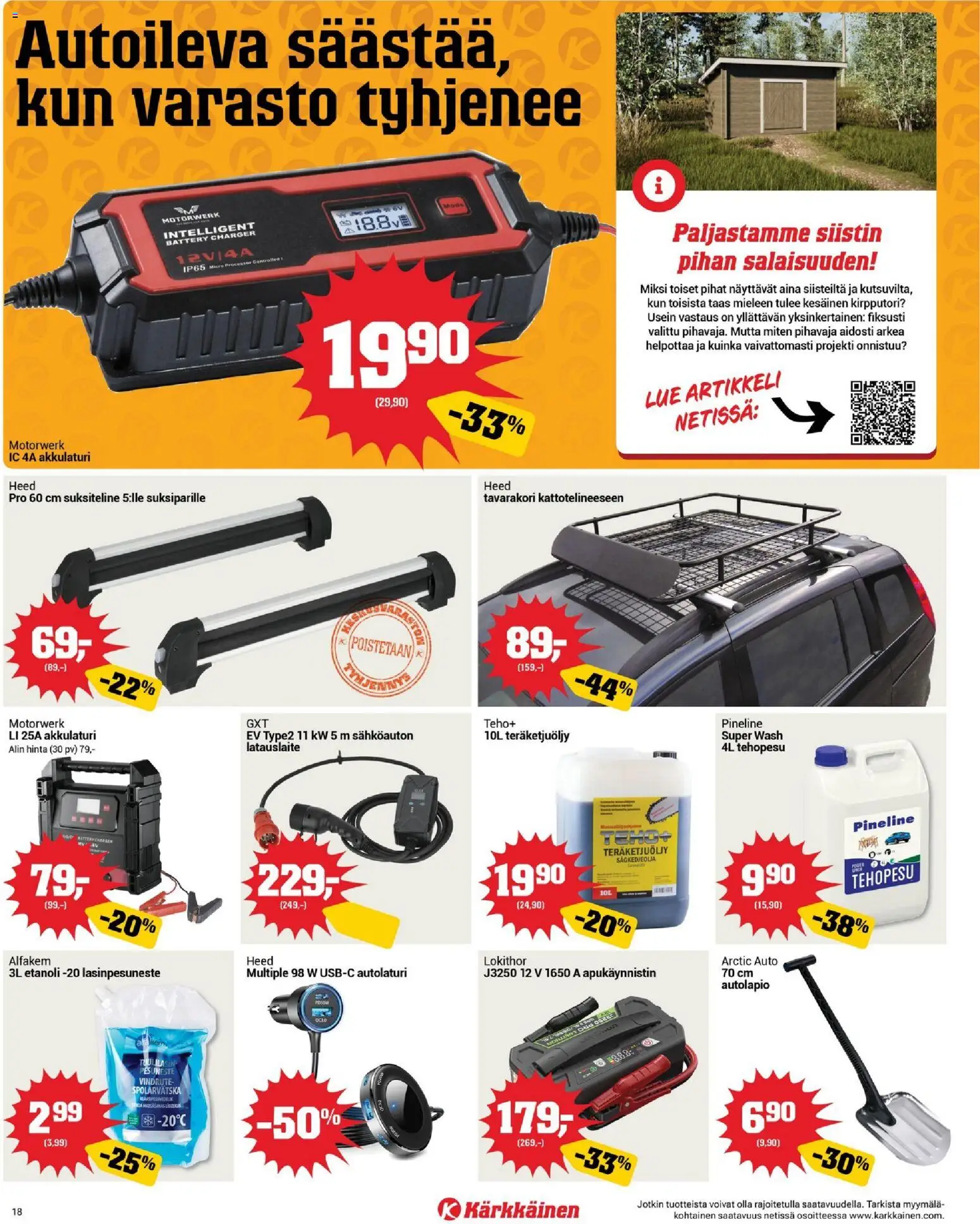 Kärkkäinen tarjoukset – voimassa 18.02.2026 alkaen | Sivu: 18 | Tuotteet: Autolaturi, Pesuneste, Lasinpesuneste