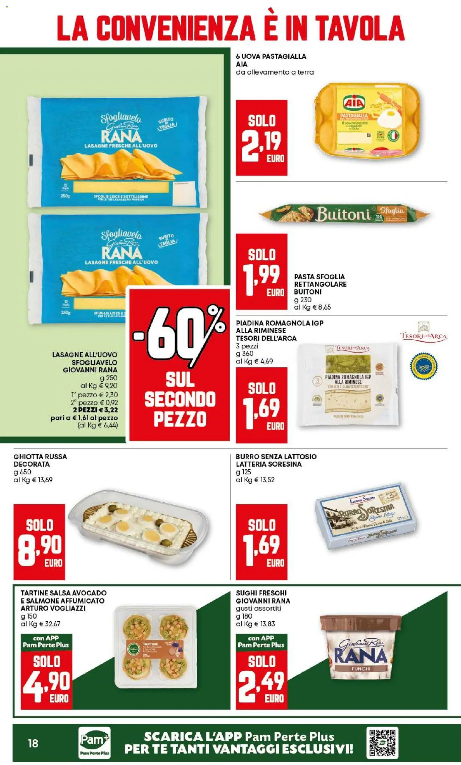 Volantino PAM del 18.12.2025 | Pagina: 18 | Prodotti: Salmone affumicato, Pasta sfoglia, Burro, Piadina